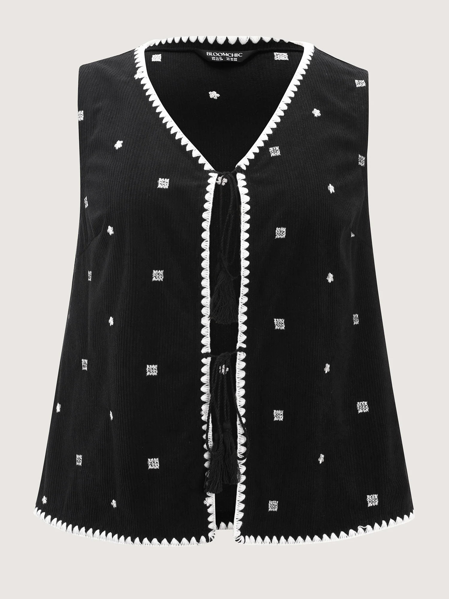 Floral Embroidered Tassel-Front Vest - Image 7