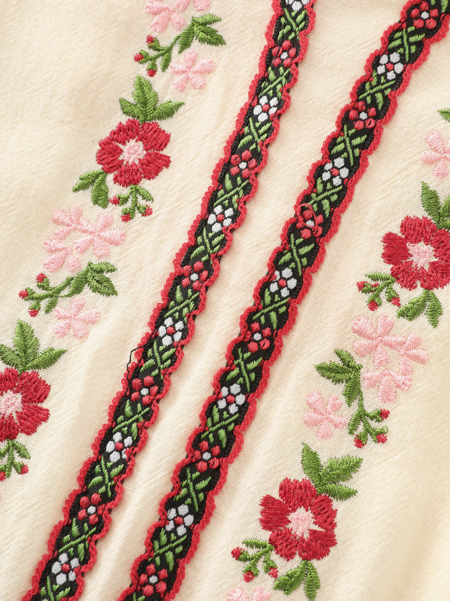 Cotton Floral Embroidered Tassel Waist Jumpsuit - Image 5