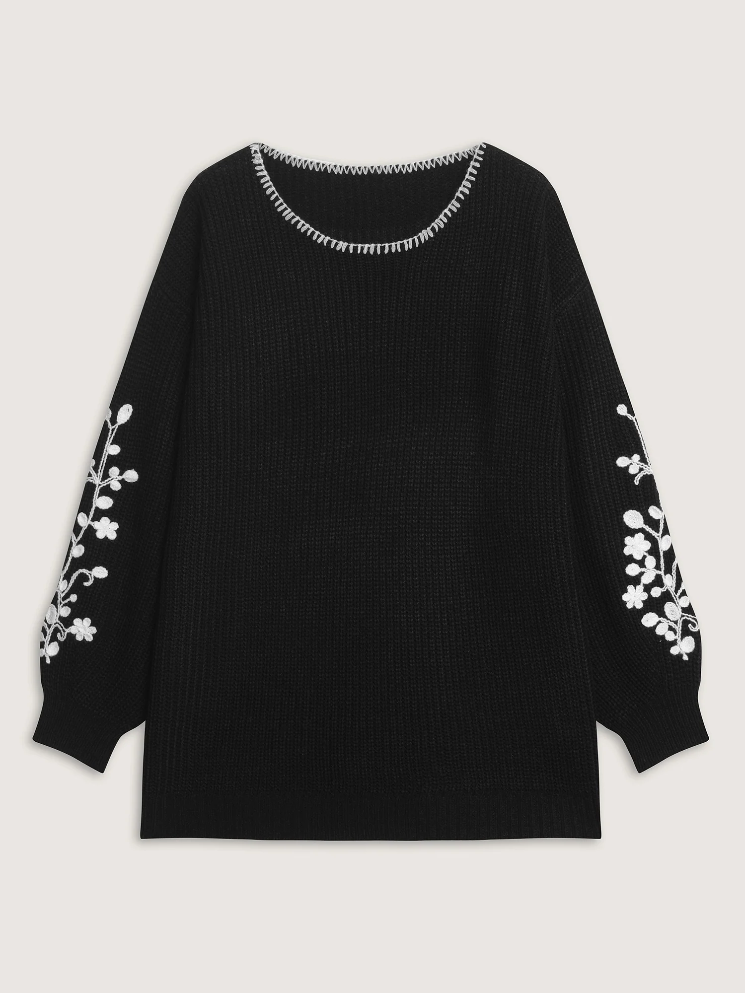 Floral Embroidered Texture Pullover - Image 6