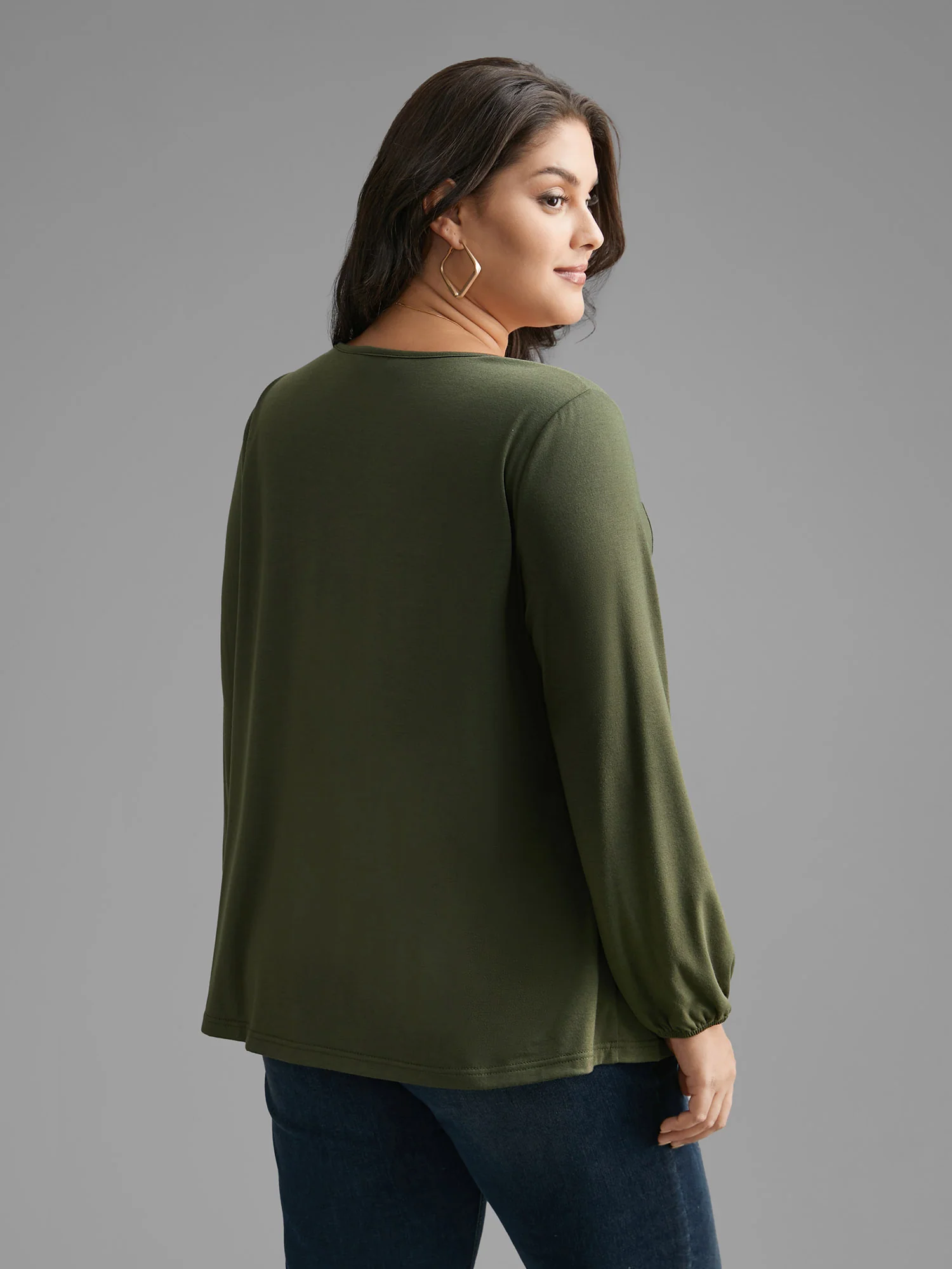 Floral Embroidered Tie Knot Gathered Jersey Top - Image 5