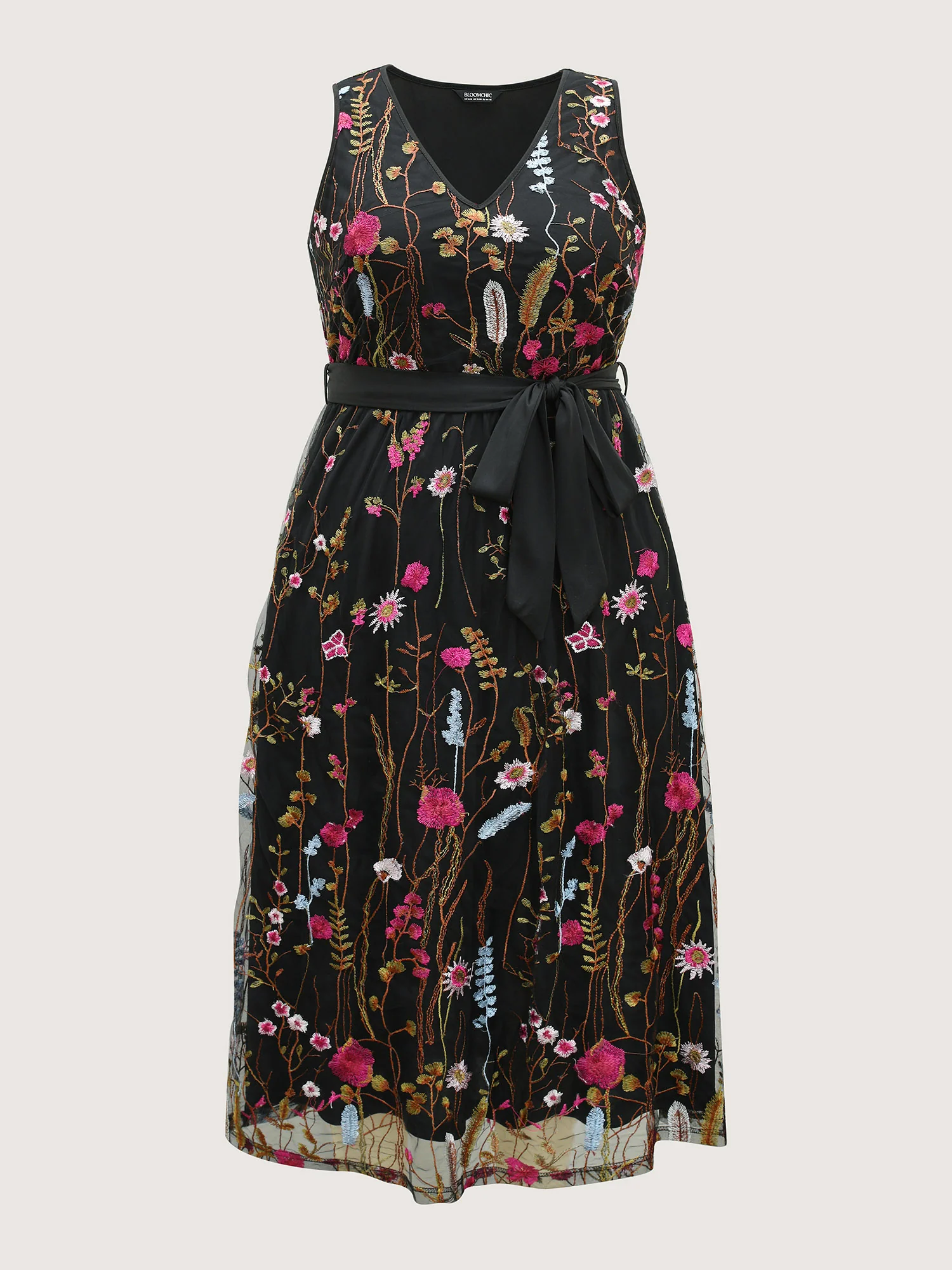 Floral Embroidery Belted Maxi Dress - Image 7