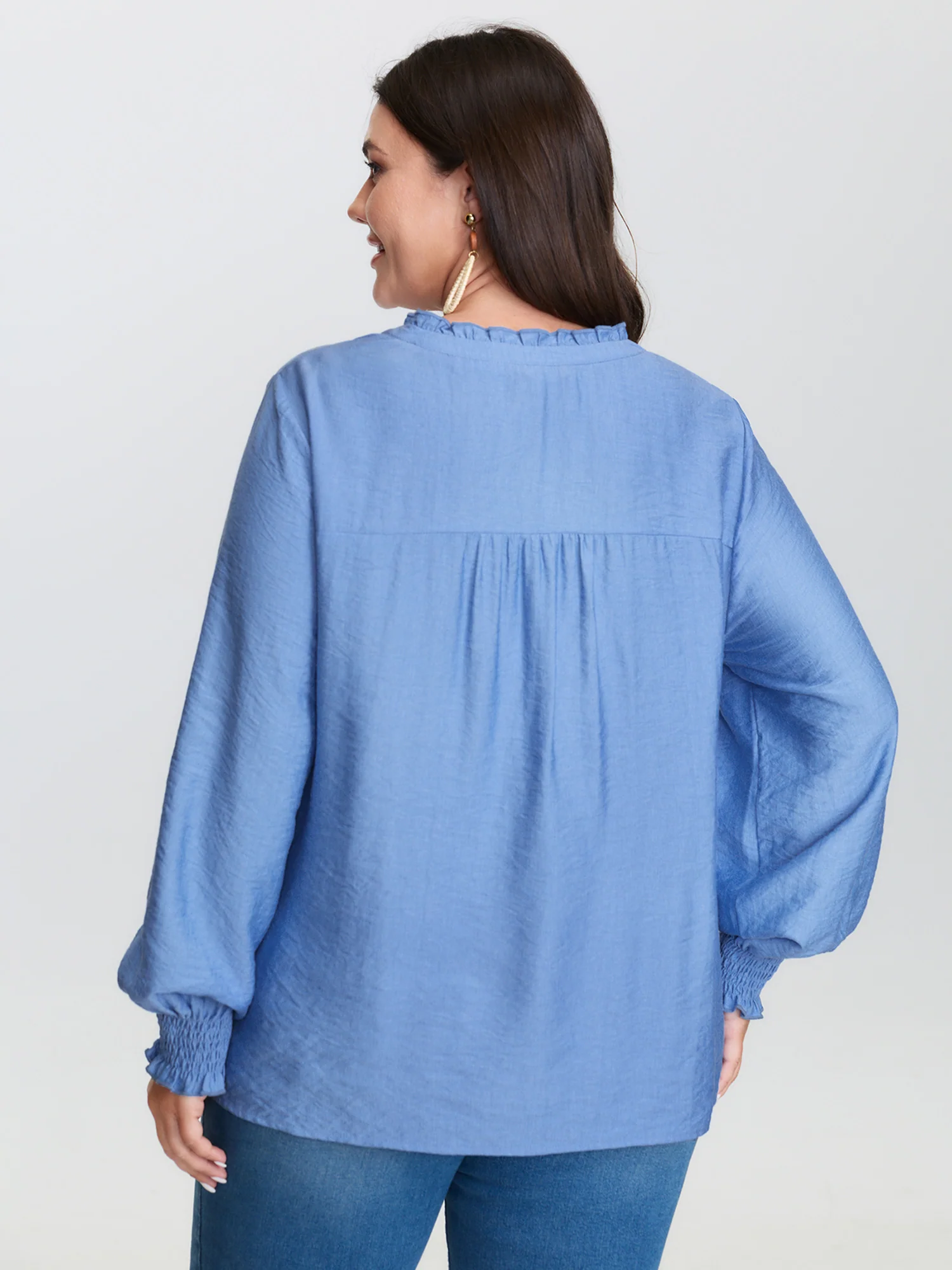 Floral Embroidery Button Detail Blouse - Image 4