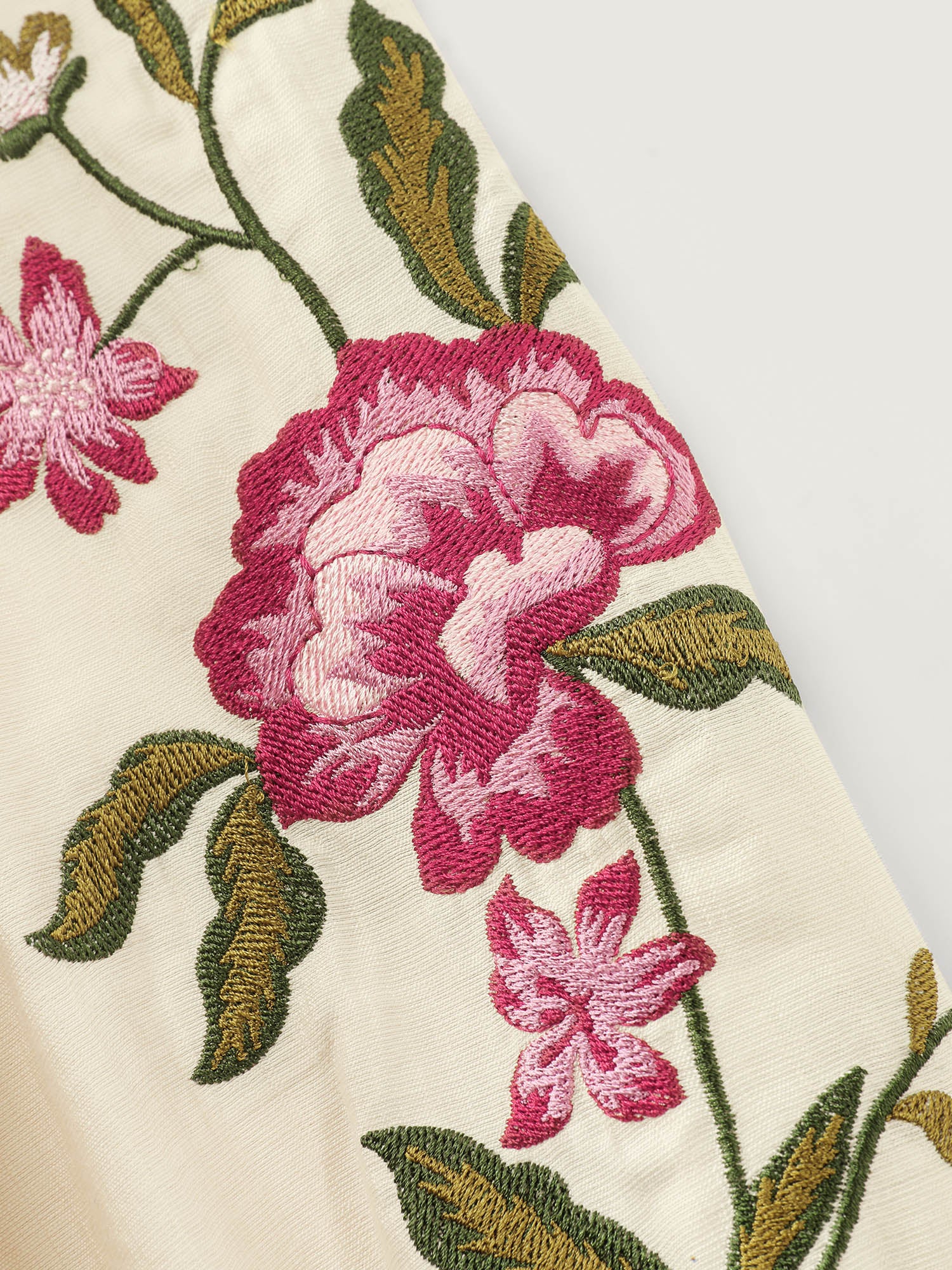 Floral Embroidery Button Front Blouse - Image 6