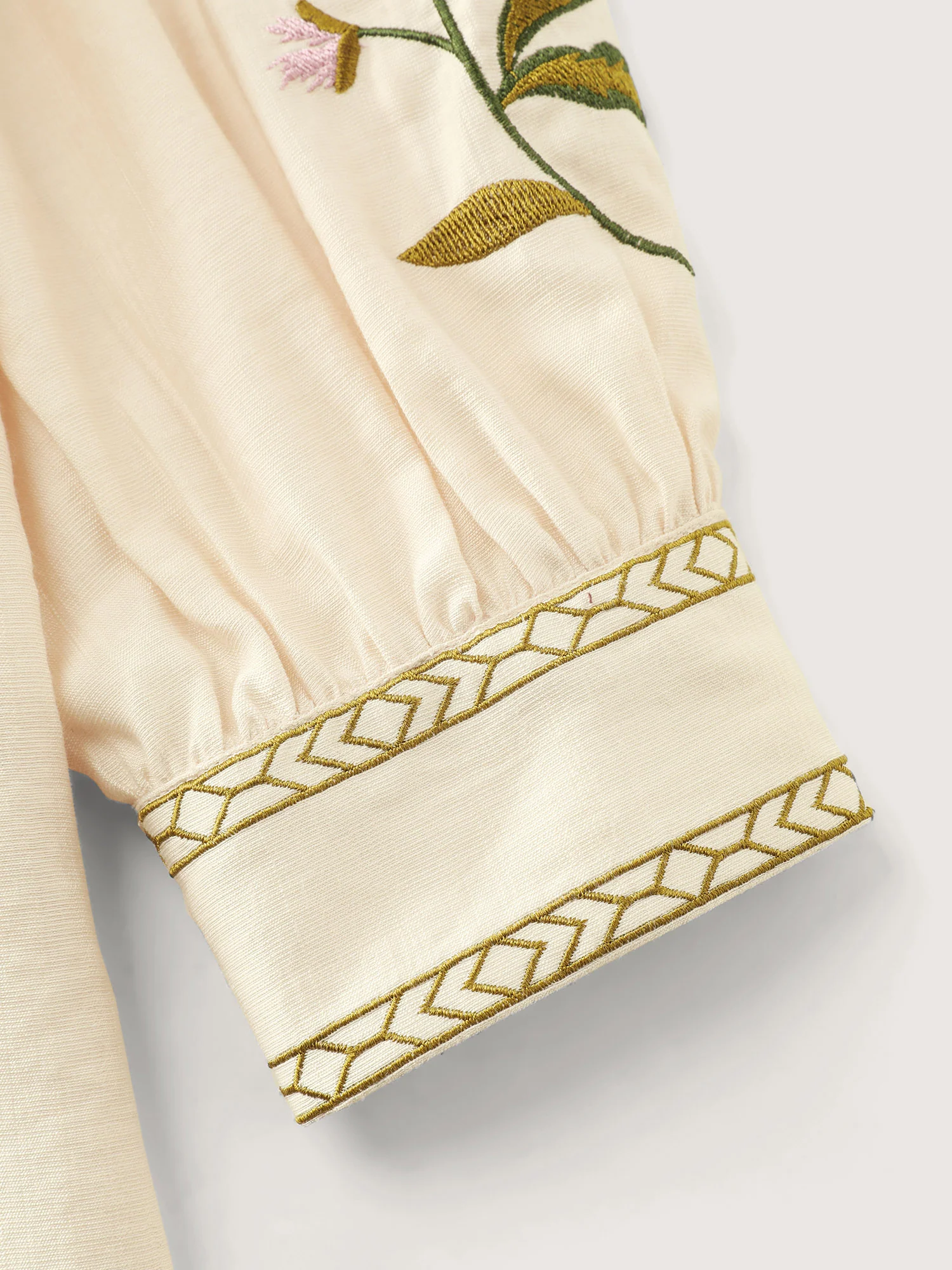 Floral Embroidery Button Front Blouse - Image 7