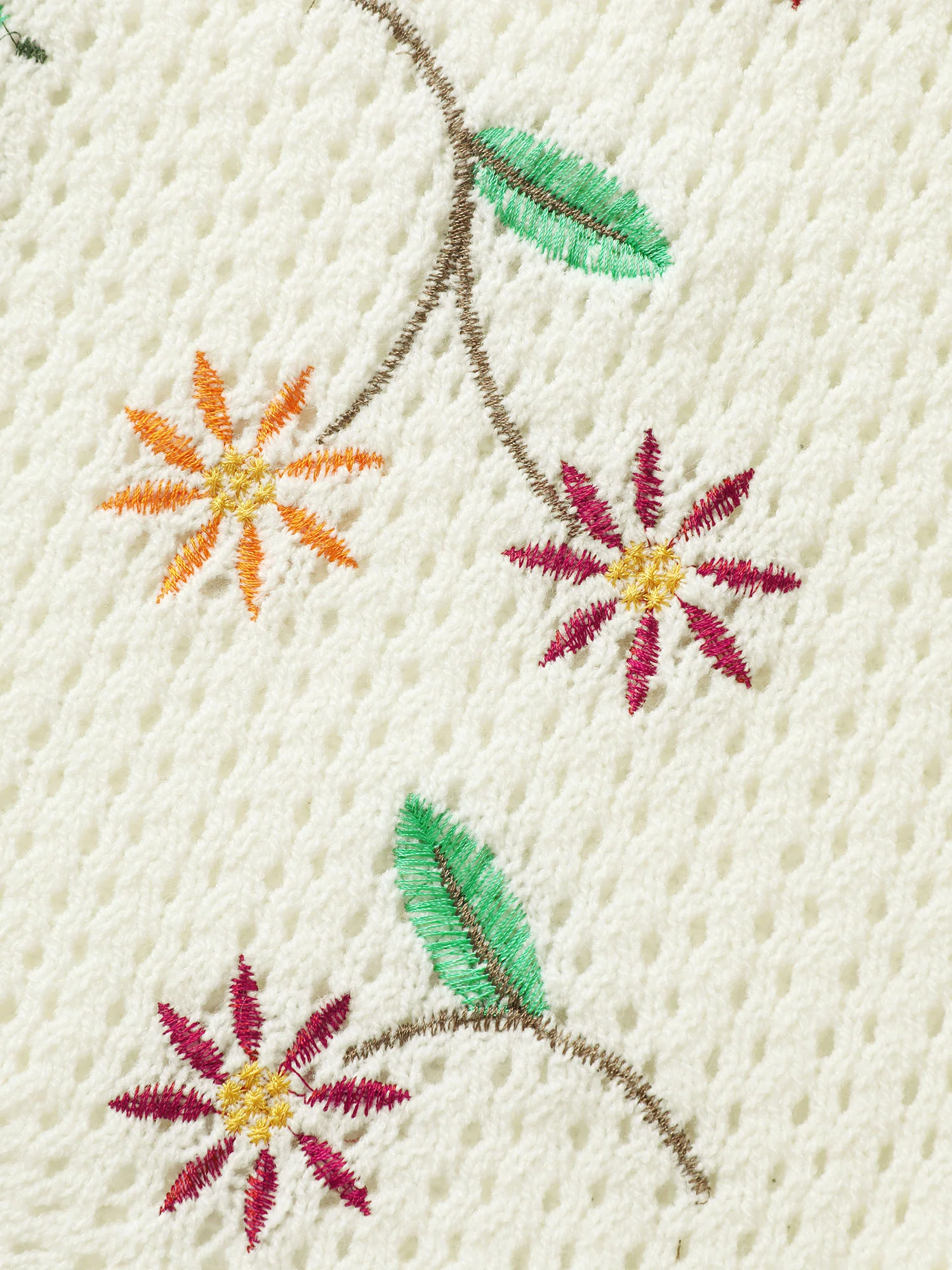 Floral Embroidery Flared Sleeve Knit Cardigan - Image 6