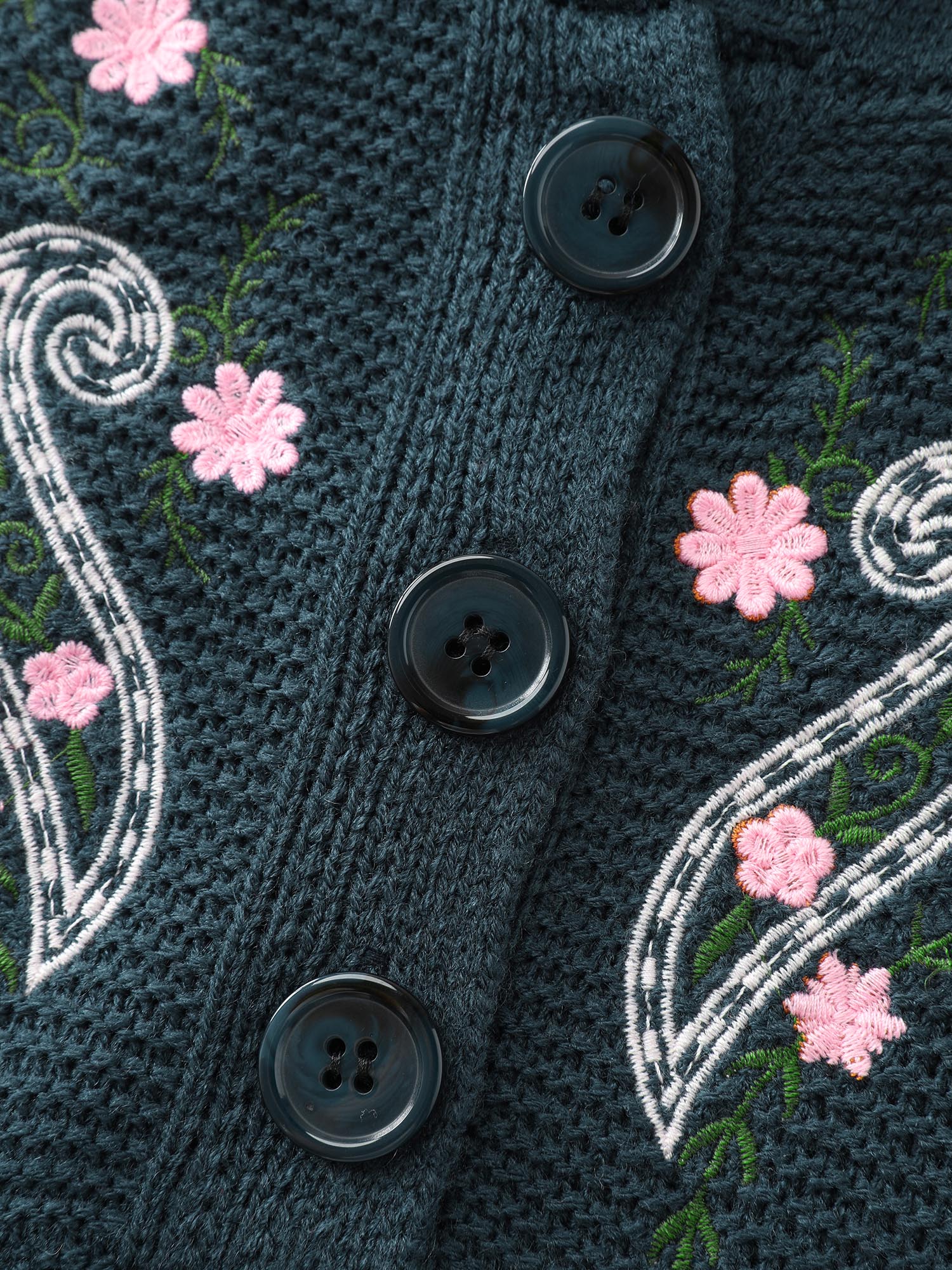 Floral Embroidery Hooded Textured Pullover - Image 8