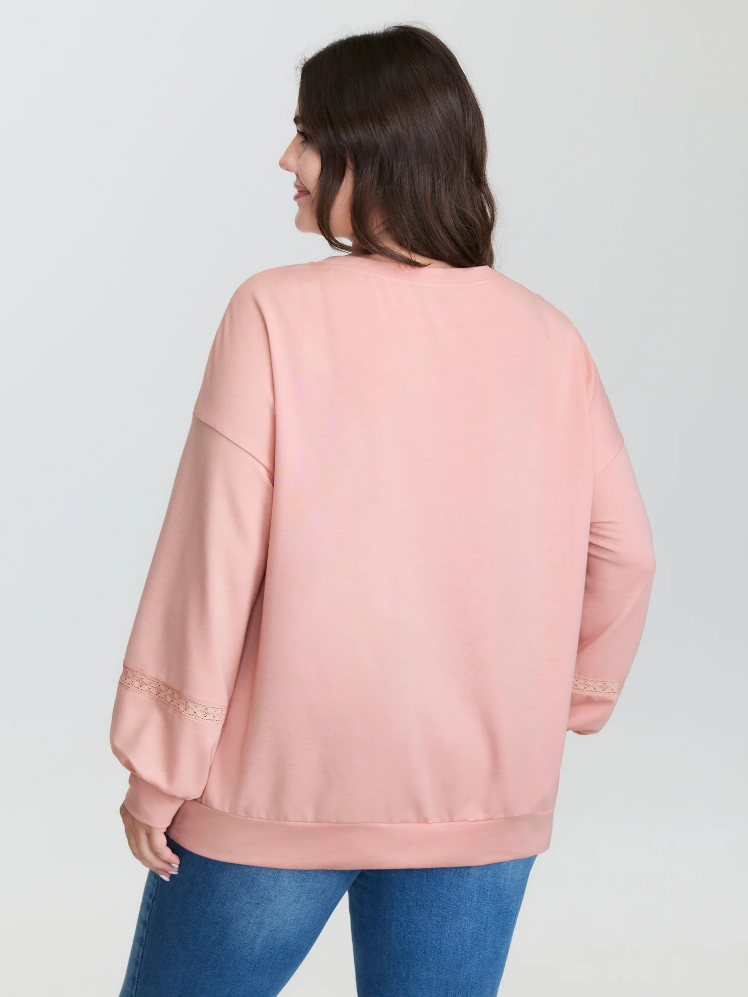 Floral Embroidery Lace Trim Sweatshirt - Image 4