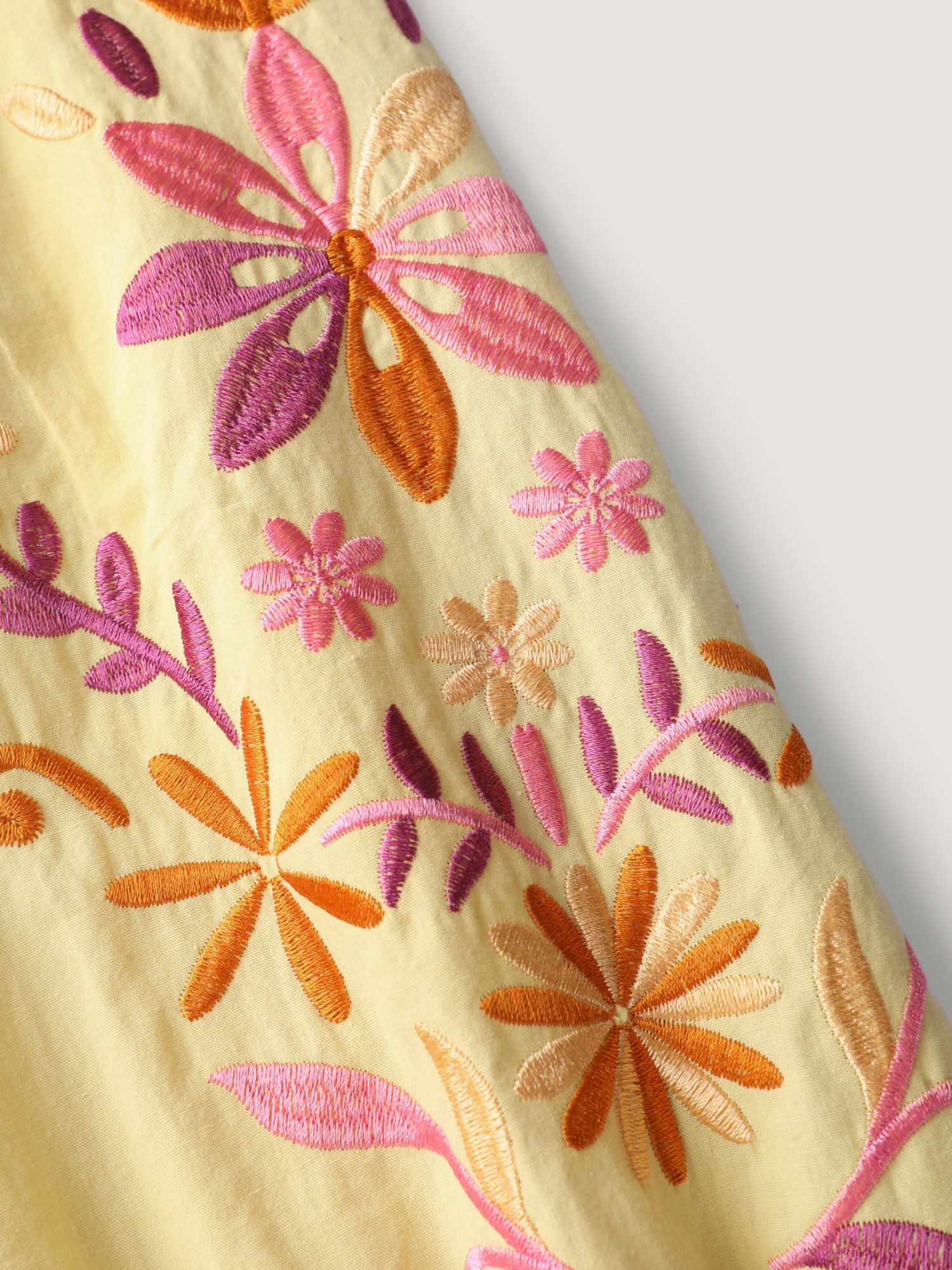 Floral Embroidery Neck Tie Blouse - Image 6