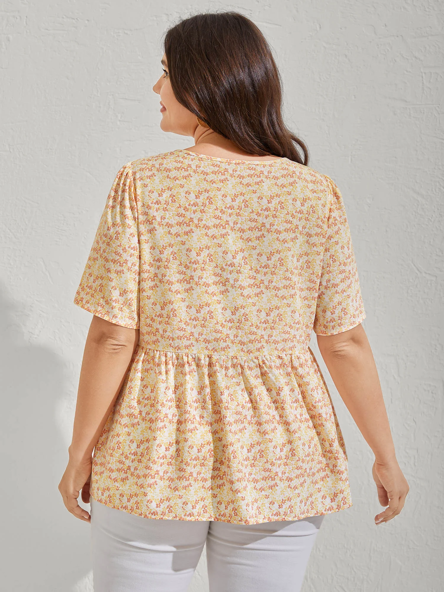 Floral Embroidery Neck Tie Blouse - Image 4