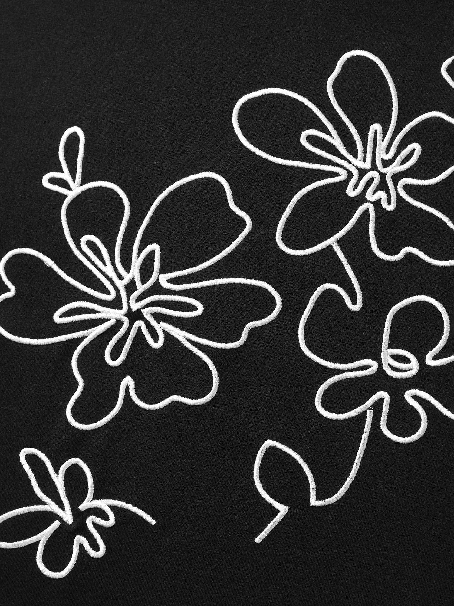 Floral Embroidery Print Relaxed Fit Sweatshirt - Image 5