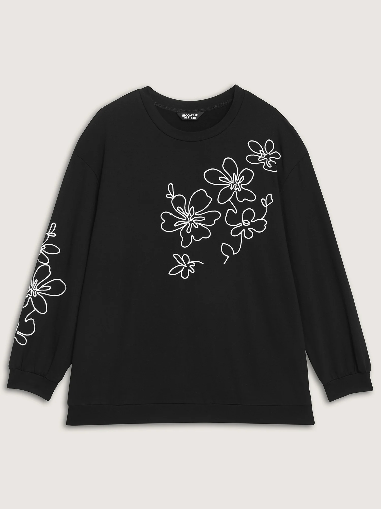 Floral Embroidery Print Relaxed Fit Sweatshirt - Image 6