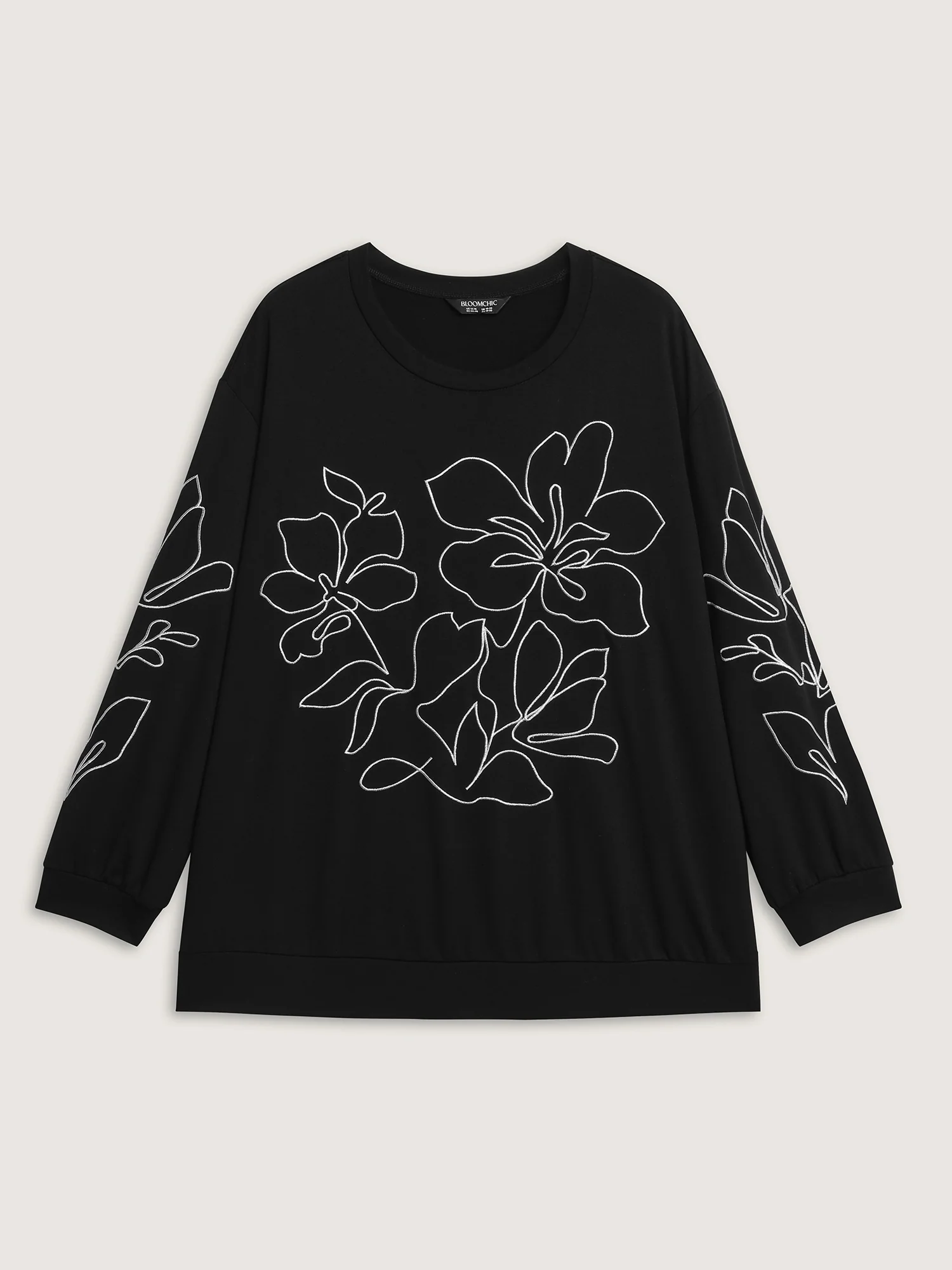 Floral Embroidery Relaxed Fit Sweatshirt - Image 7