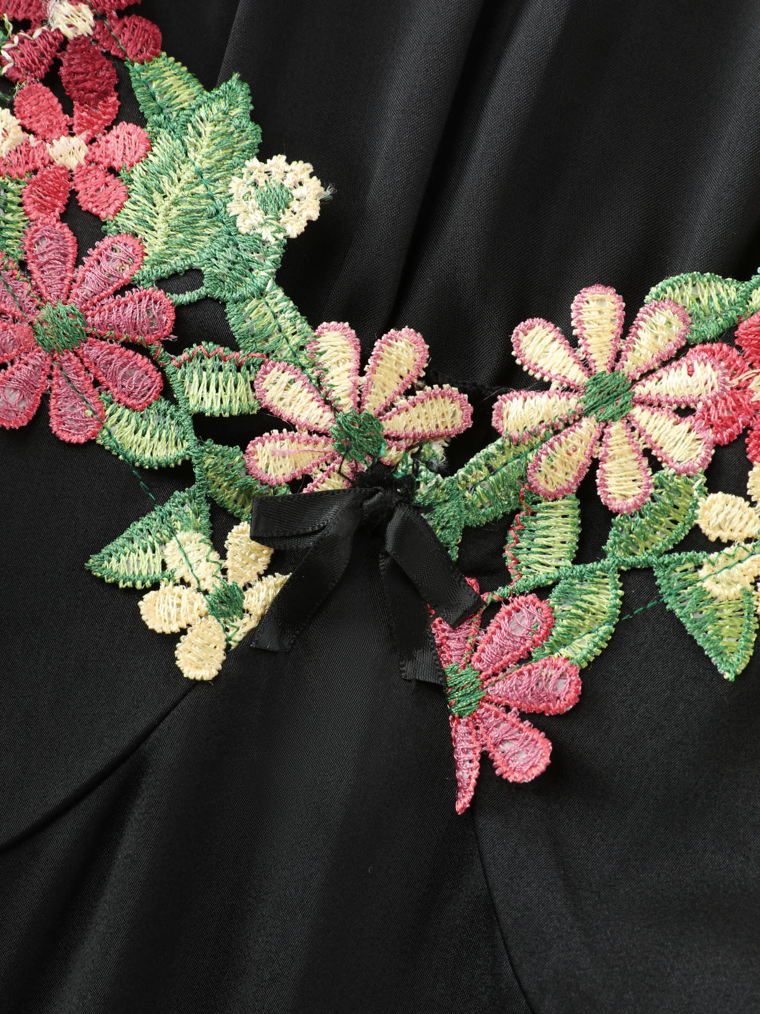 Floral Embroidered Satin Bustier Nightgown - Image 6