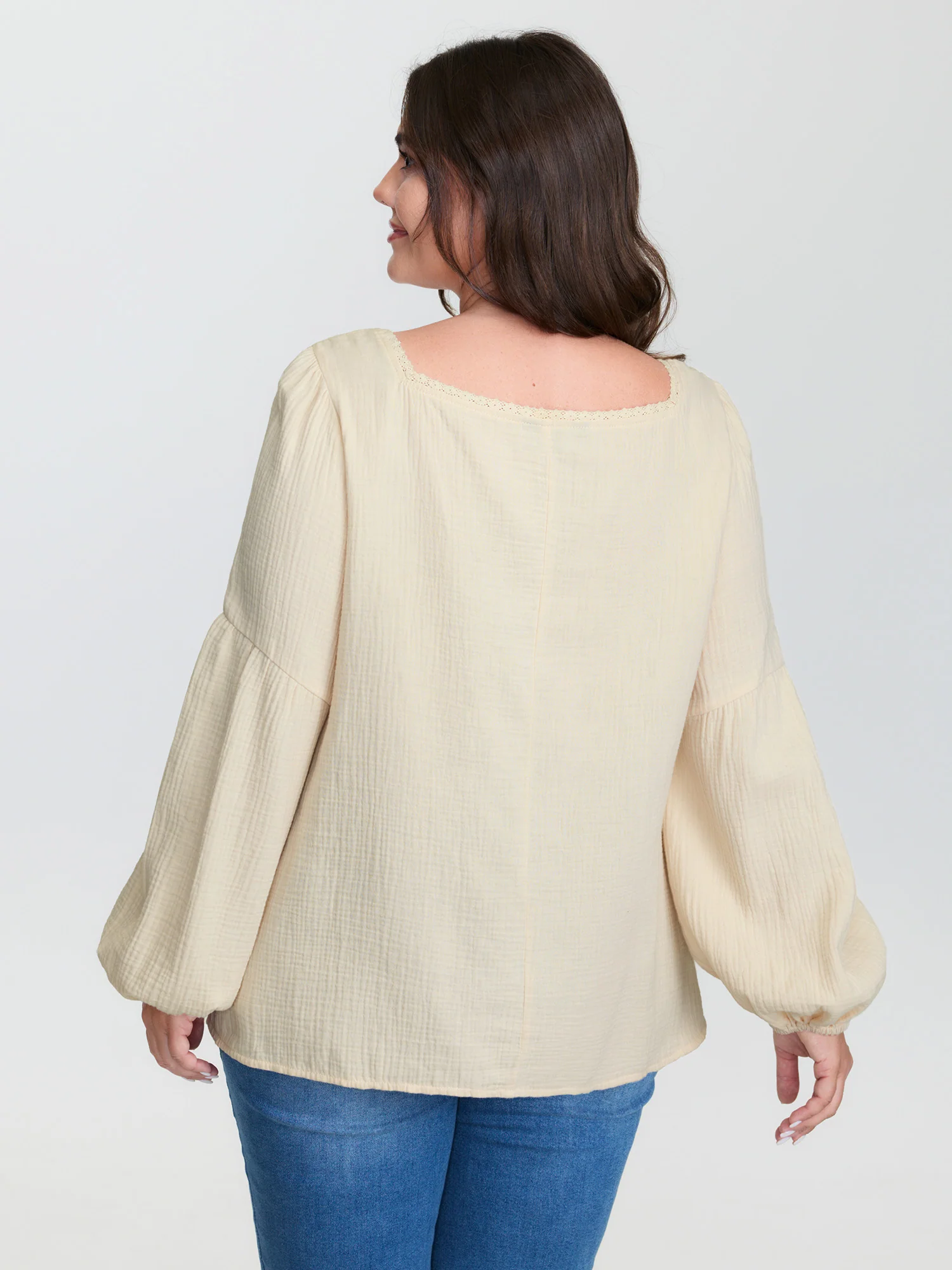 Floral Embroidery Square Neck Blouse - Image 4