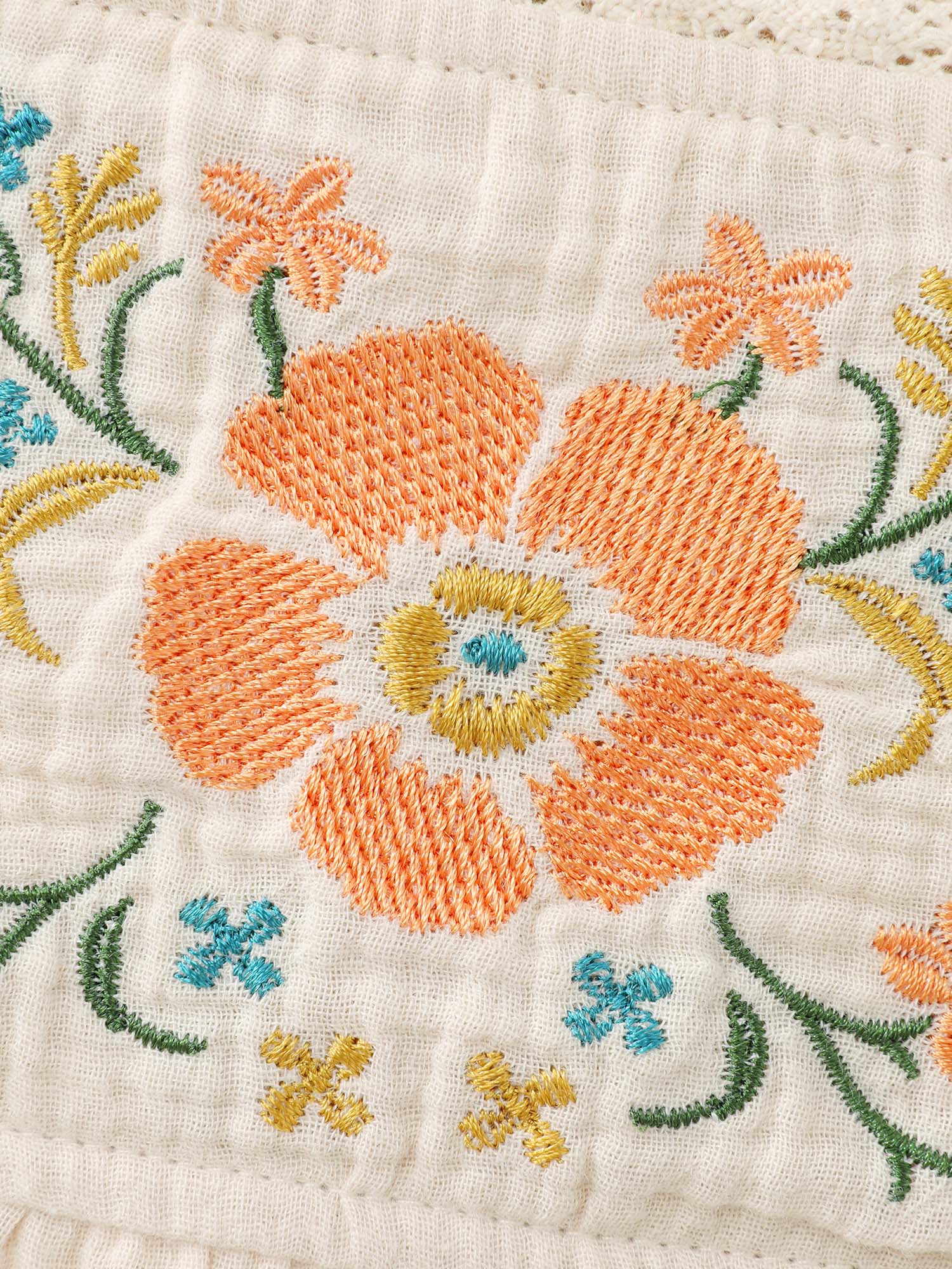 Floral Embroidery Square Neck Blouse - Image 6