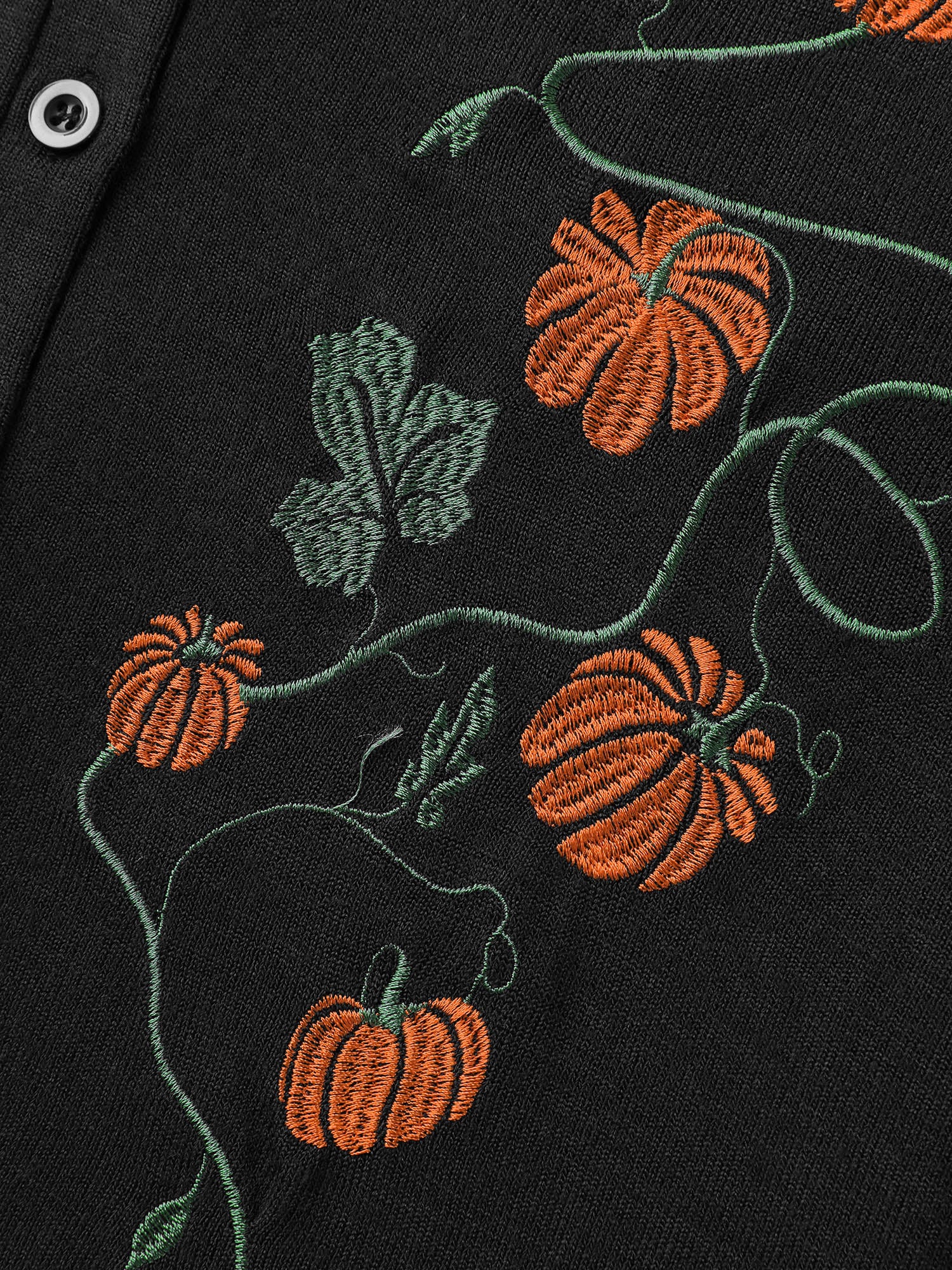Floral Embroidery Stretch Knit Button Top - Image 7