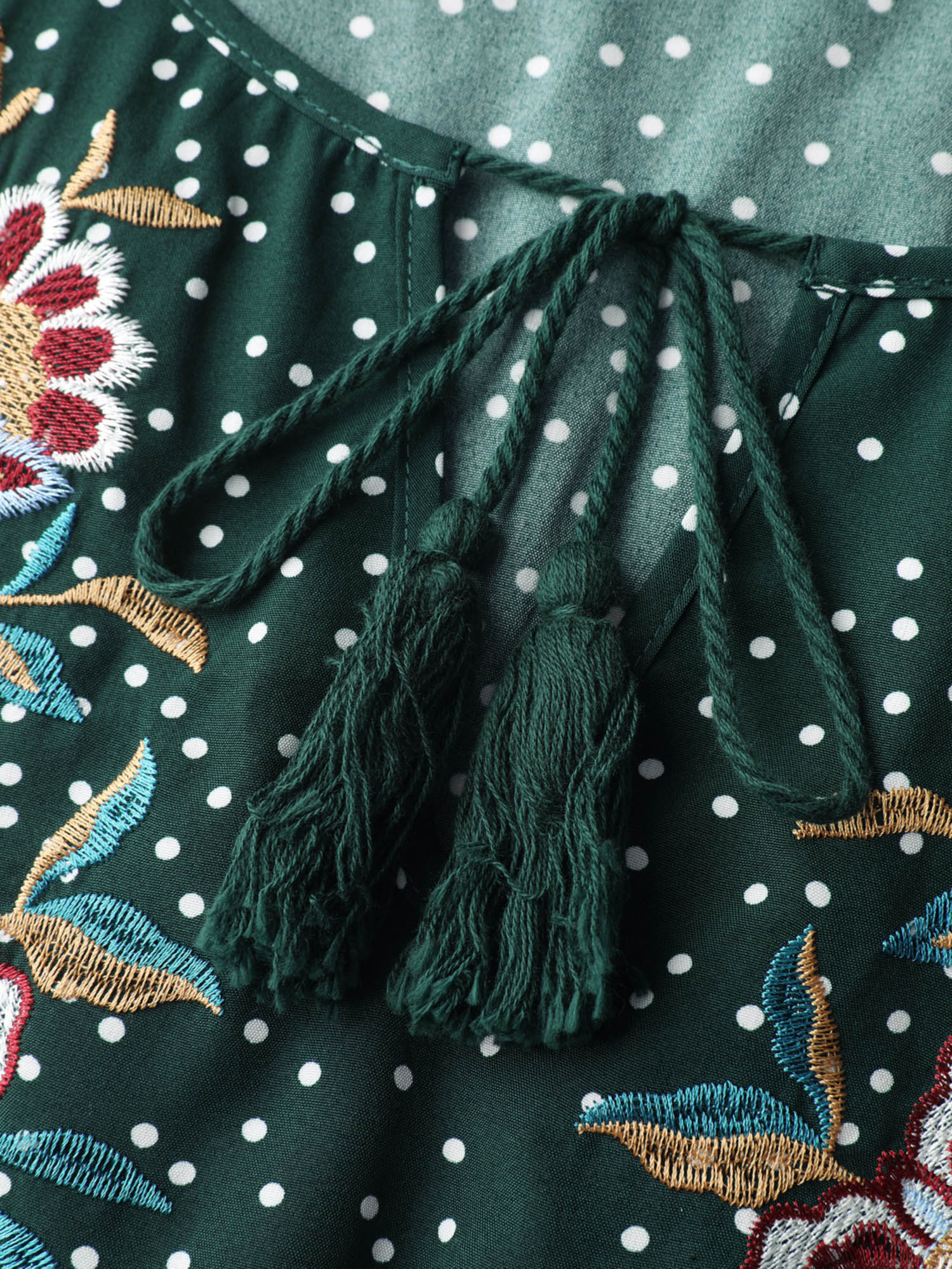 Floral Embroidery Tassels Maxi Dress - Image 5
