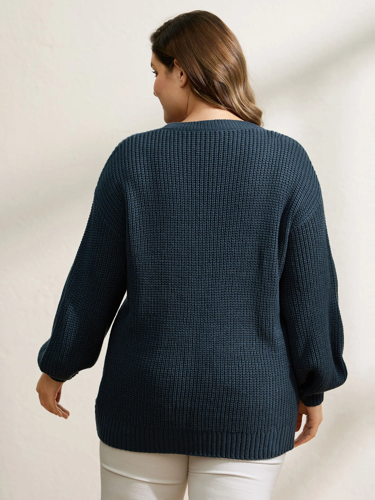 Floral Embroidery Textured Relaxed-Fit Pullover - Image 4