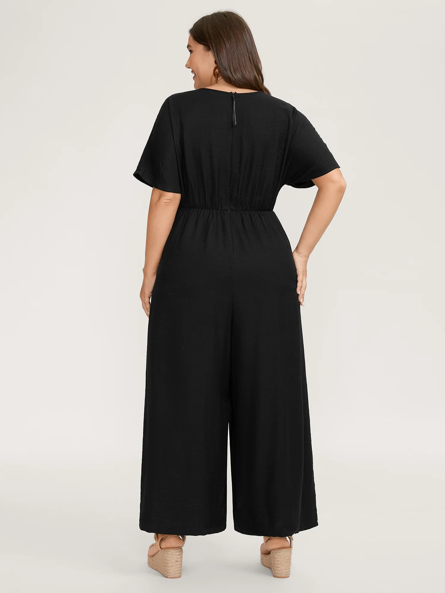 Floral Embroidery V-Neck Jumpsuit - Image 5