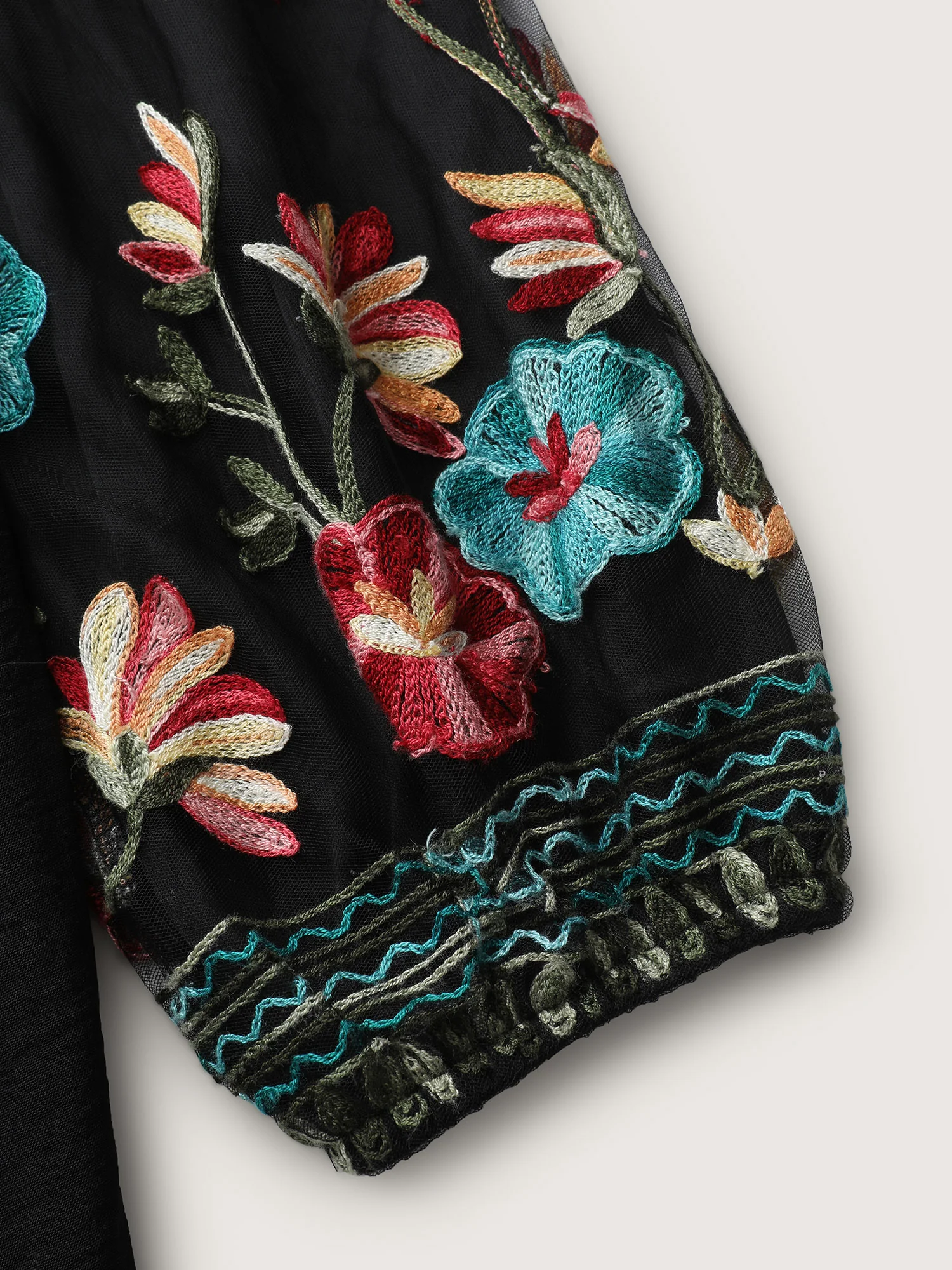 Floral Embroidery Waist-Tie Jumpsuit - Image 6