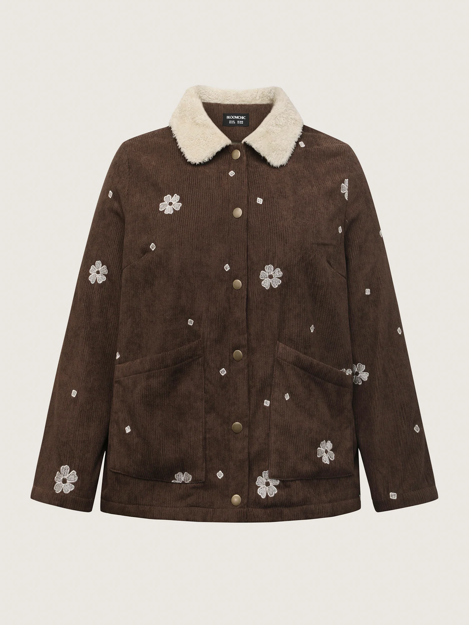Floral Emrboidered Textured Button Jacket - Image 8