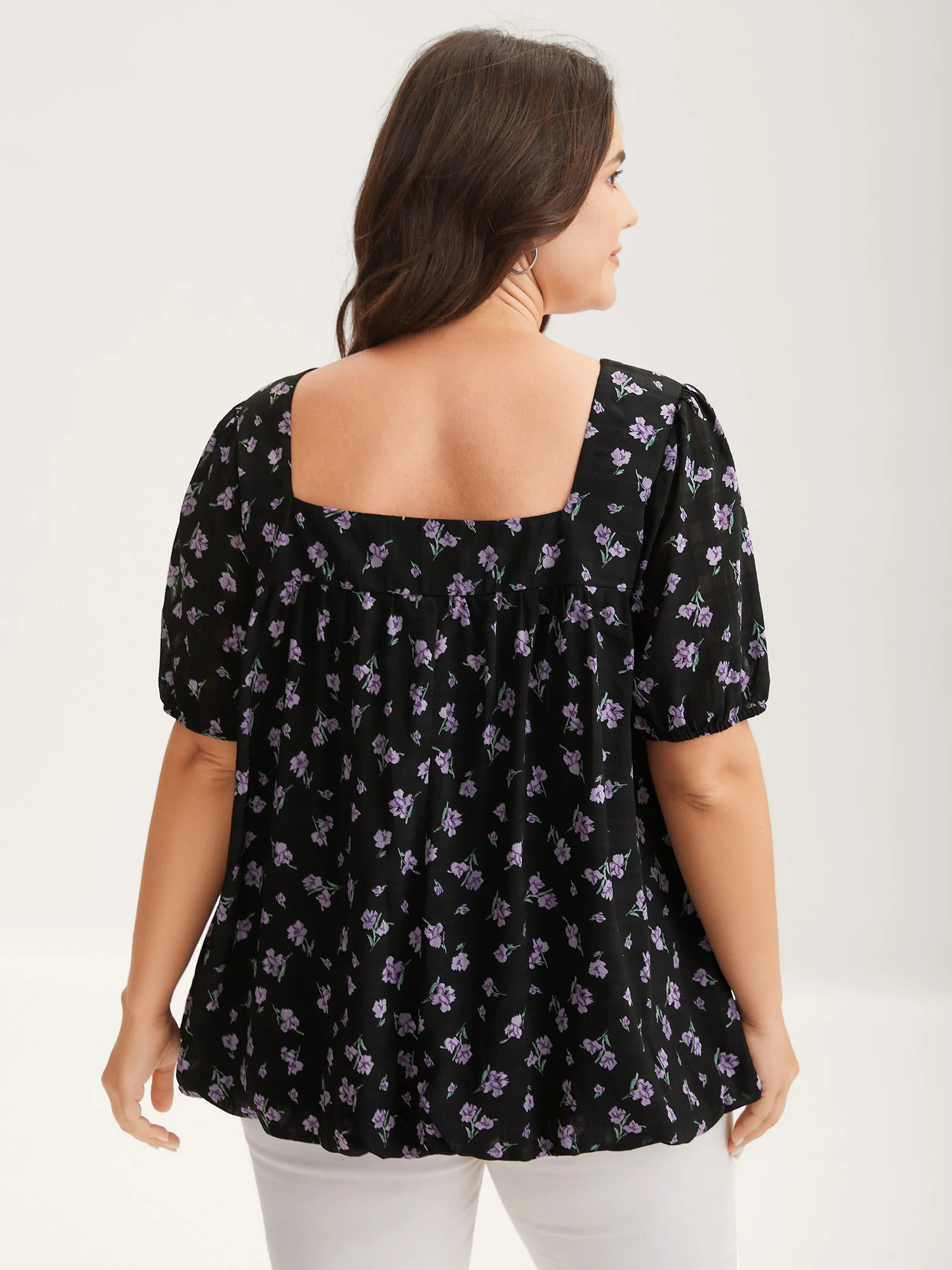 Floral Fiesta Pleated Square Neck Blouse - Image 4