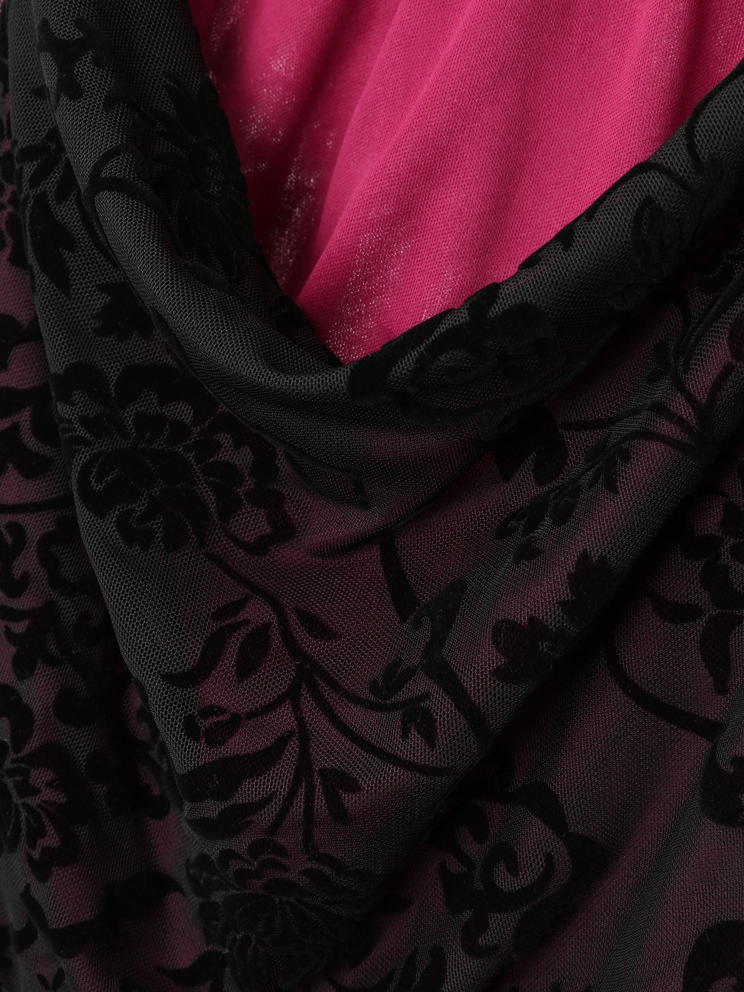 Floral Flocked Cami Plain Midi Dress - Image 5