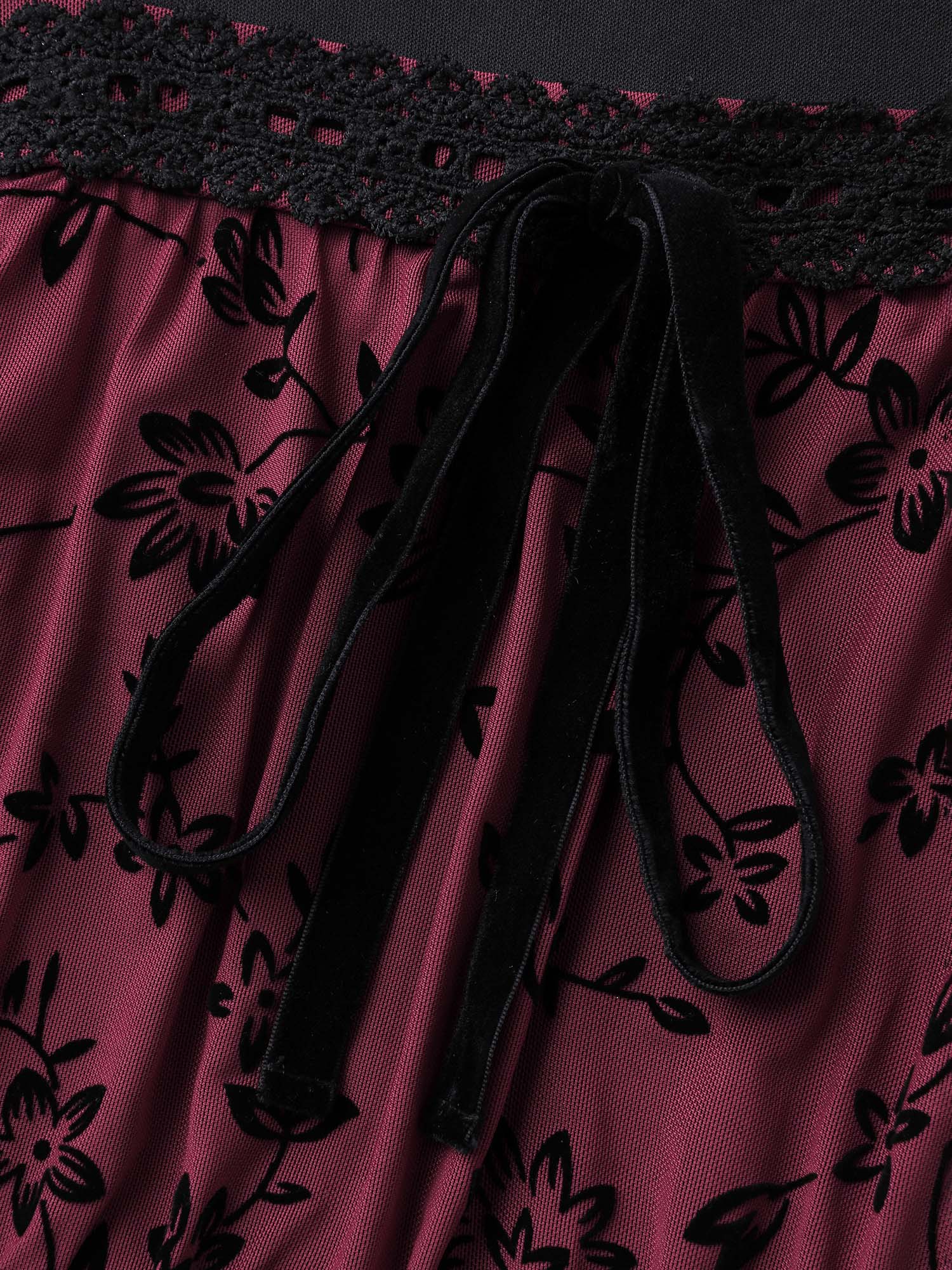 Floral Flocked Lace Cinched-Waist Midi Dress - Image 5