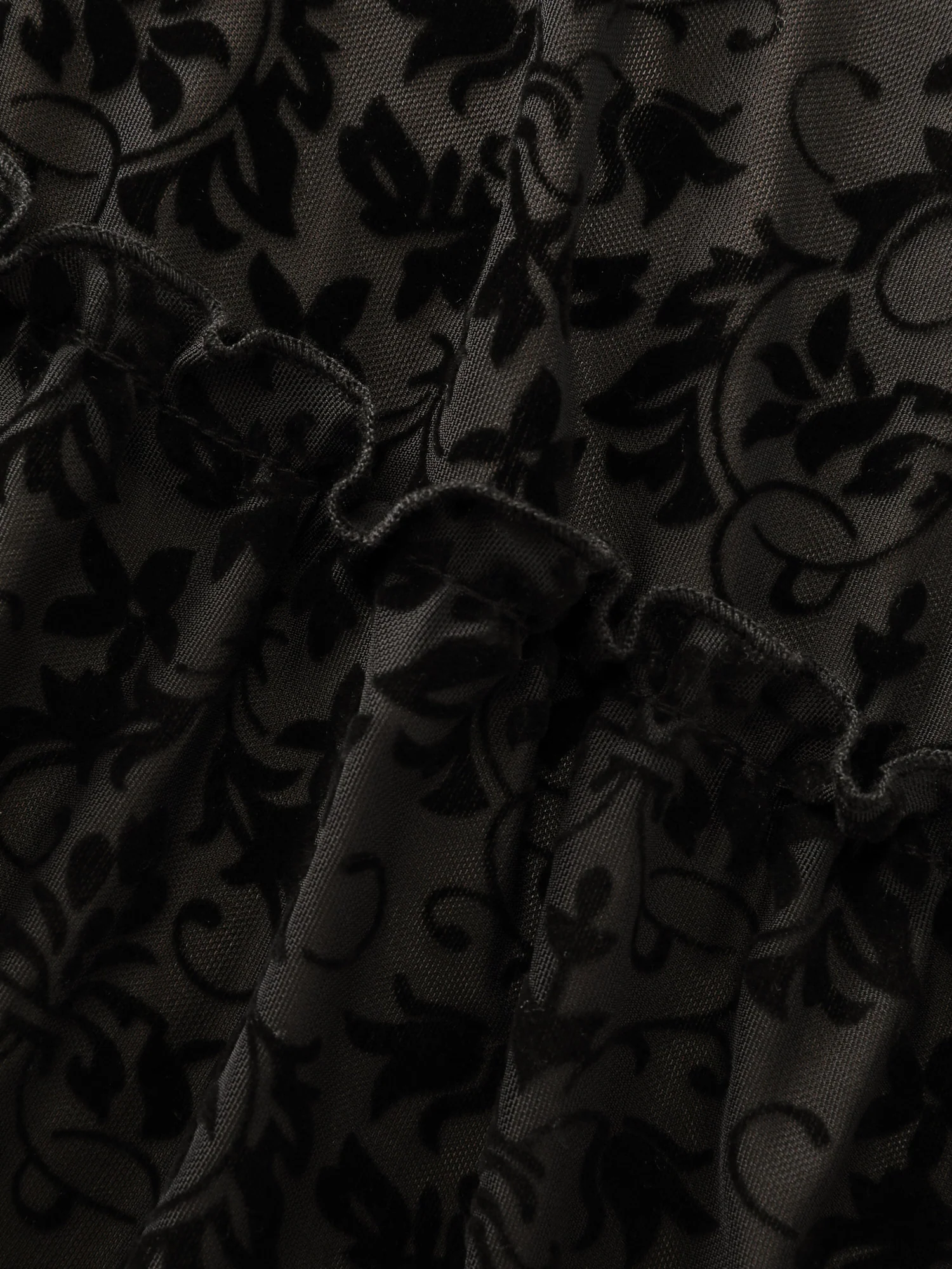 Floral Flocked Shirred Mesh Maxi Dress - Image 5