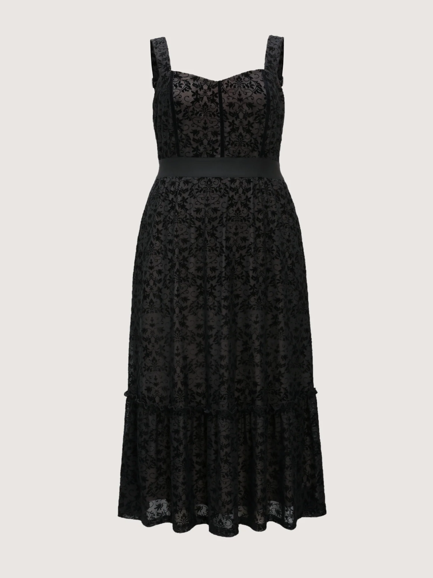 Floral Flocked Shirred Mesh Maxi Dress - Image 7