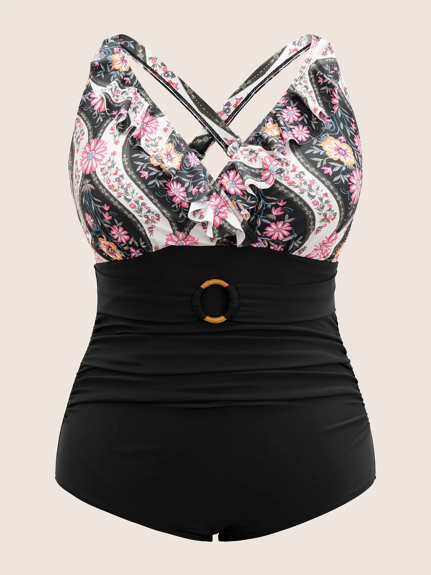 Floral Flutters Buckle Detail One Piece Swimsuit - Image 7