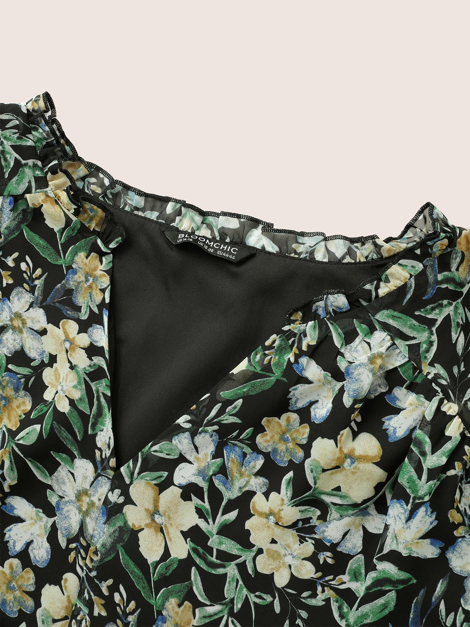 Floral Frill Trim Flutter Sleeve Blouse - Image 5
