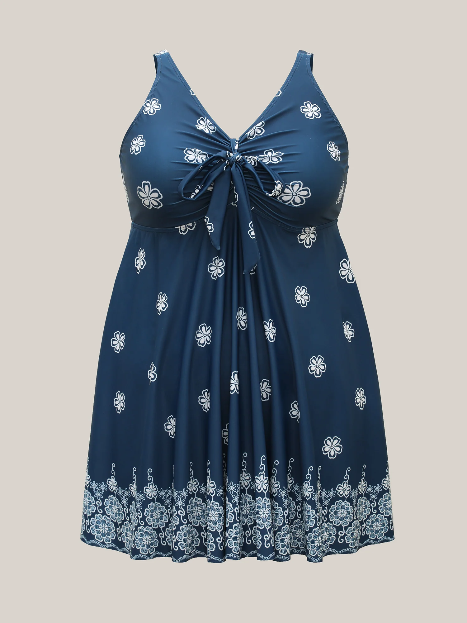 Floral Fun Knotted Bodice Swim Dress - Image 5