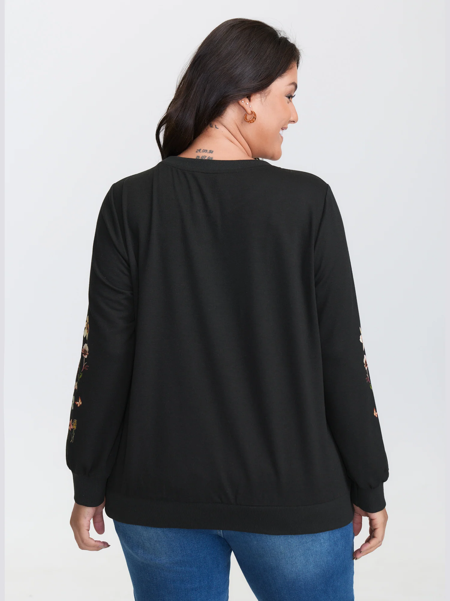 Floral Fun Stretchy Cuffs Sweatshirt - Image 4