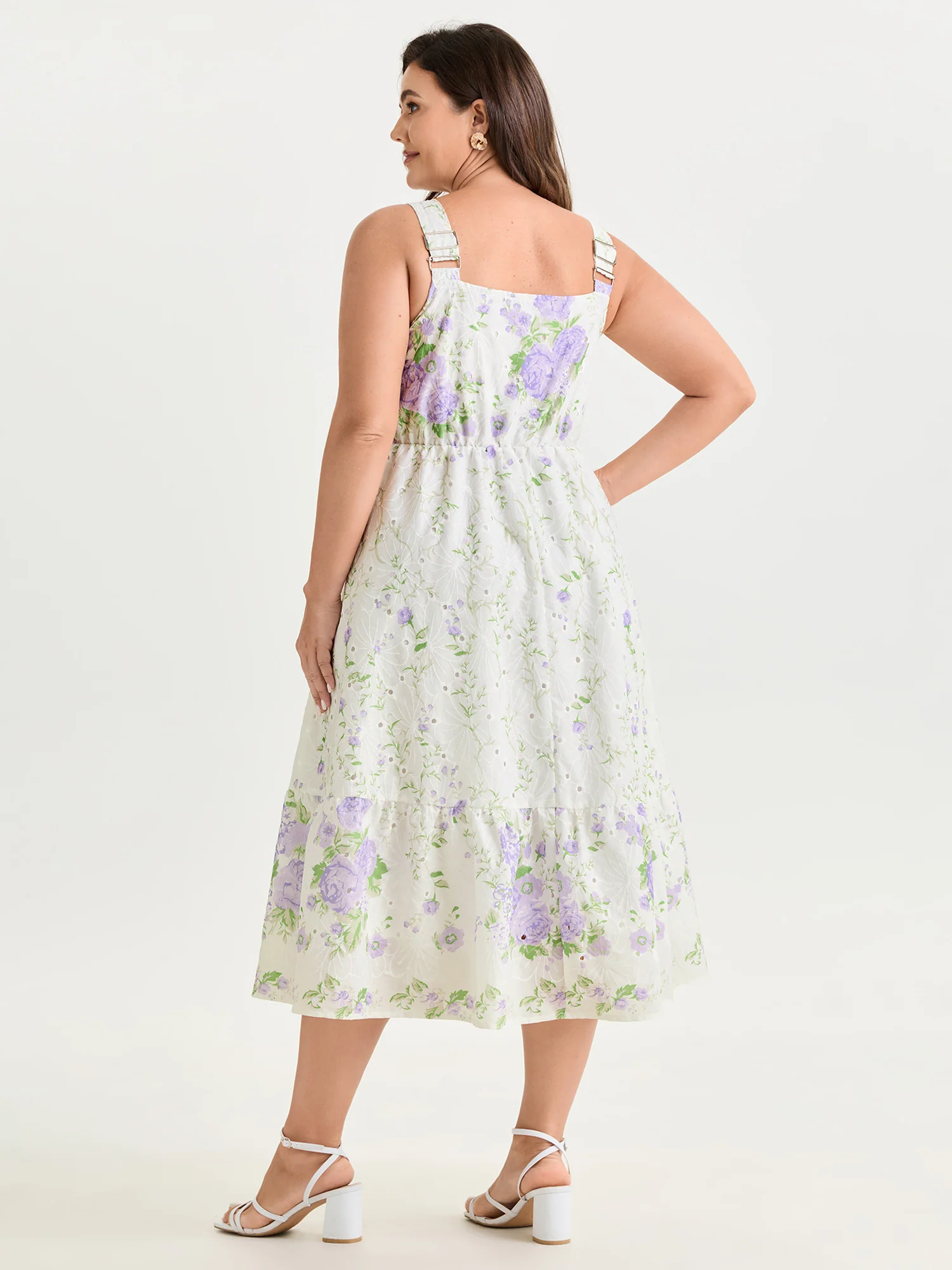 Floral Garden Print Wide Straps Midi Dress - Image 3