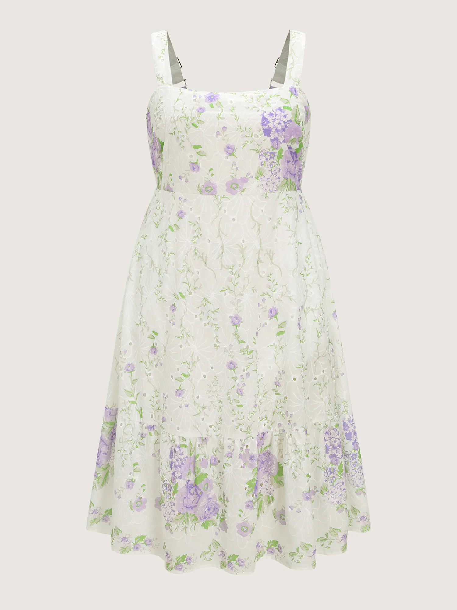 Floral Garden Print Wide Straps Midi Dress - Image 6