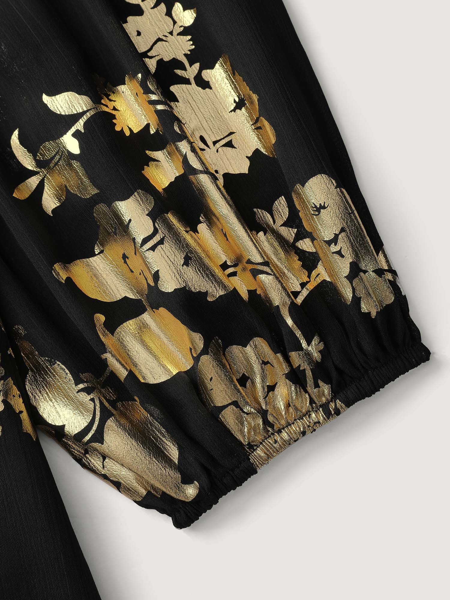 Floral Gold Stamp Sheer Button-Down Shirt - Image 6