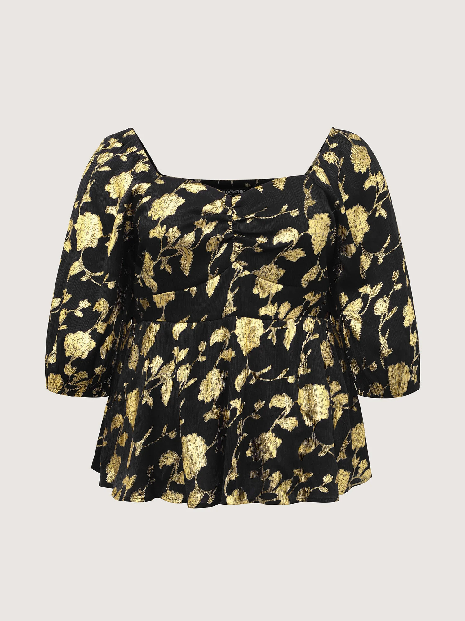 Floral Gold Stamp Smocked Blouse - Image 7