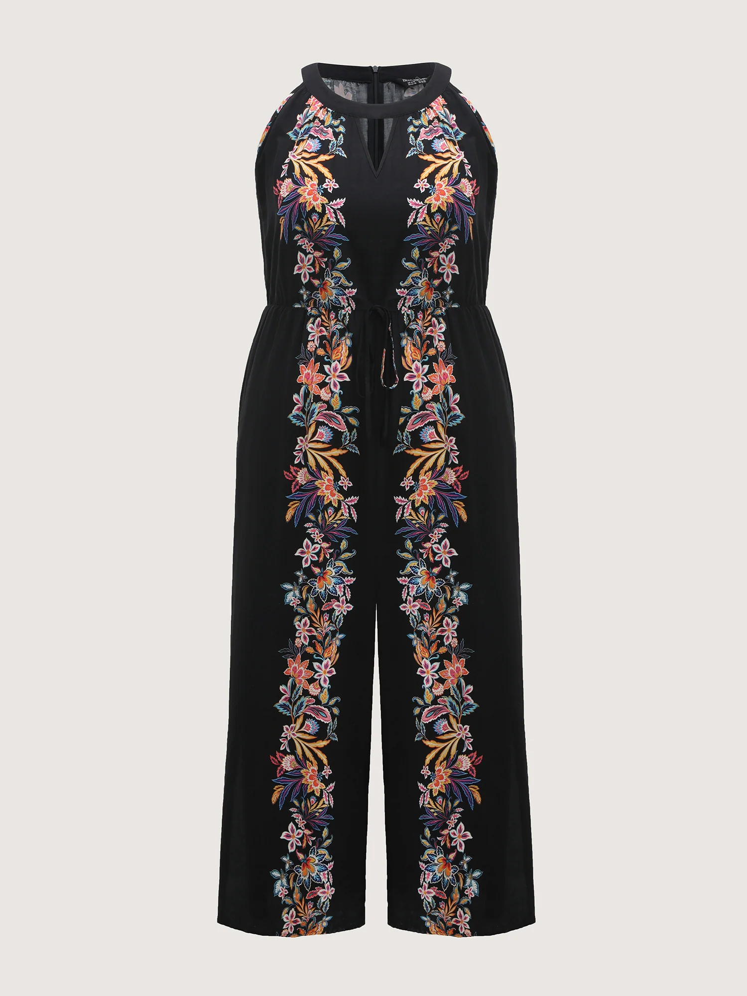 Floral Halter Neck Slit Hem Jumpsuit - Image 5