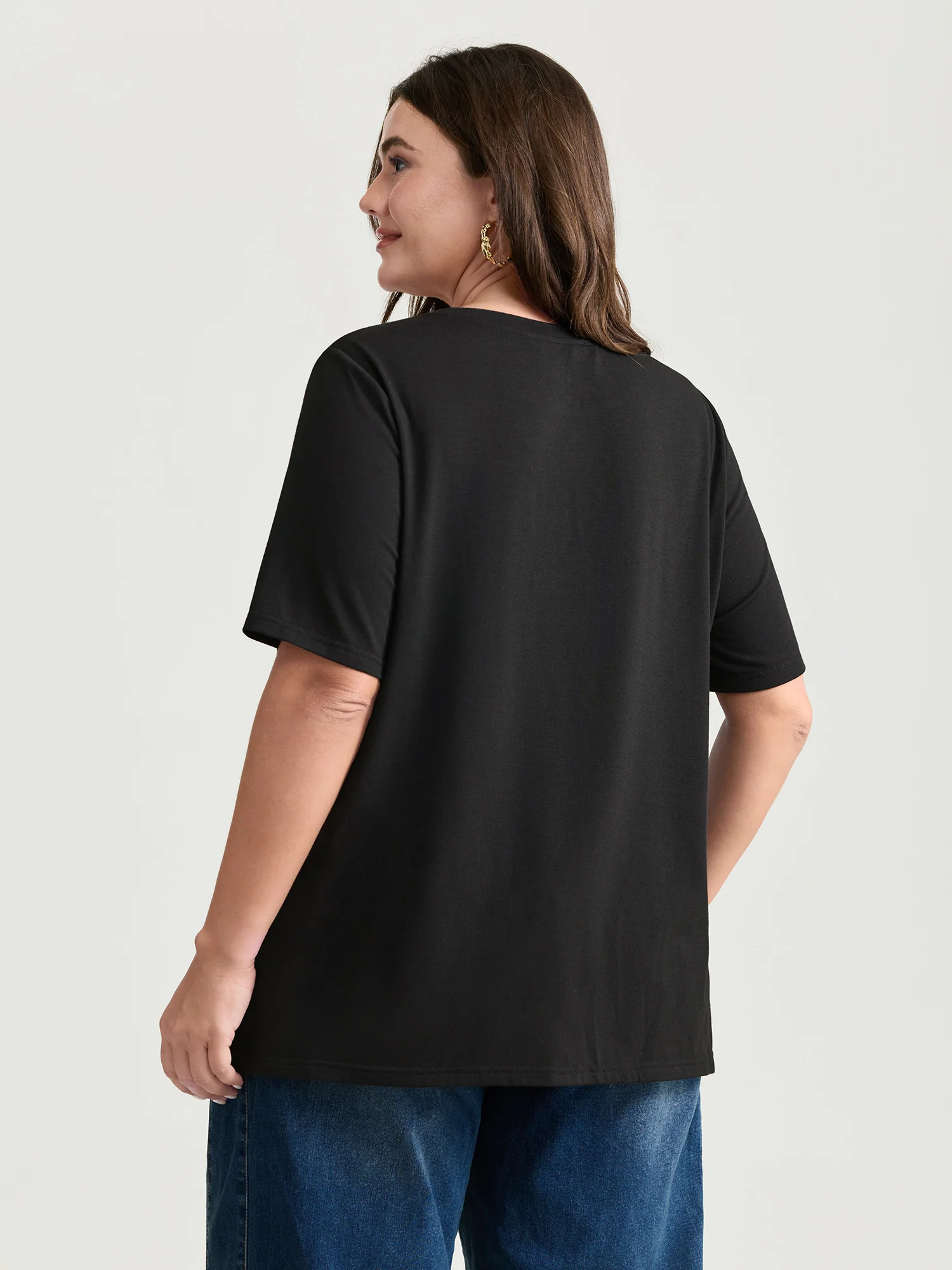 Floral Heart Plain Stretchy T-Shirt - Image 5
