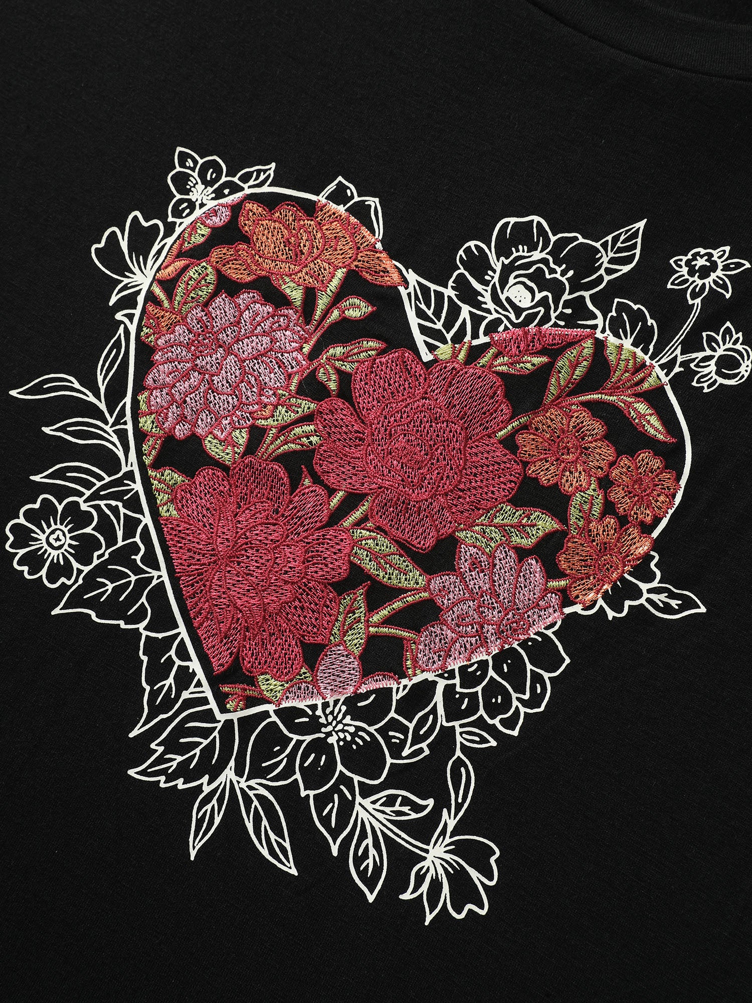 Floral Heart Plain Stretchy T-Shirt - Image 6