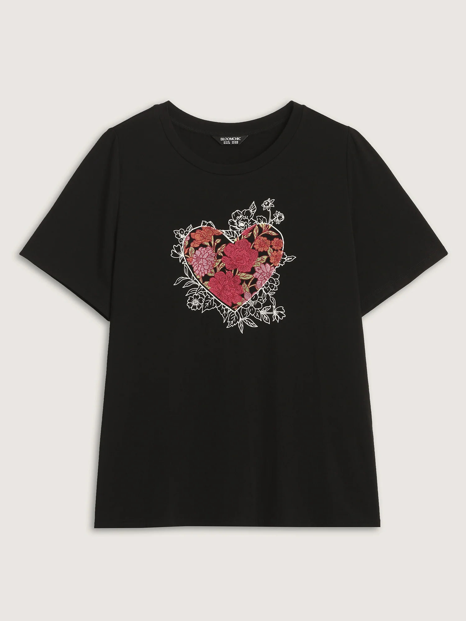Floral Heart Plain Stretchy T-Shirt - Image 7