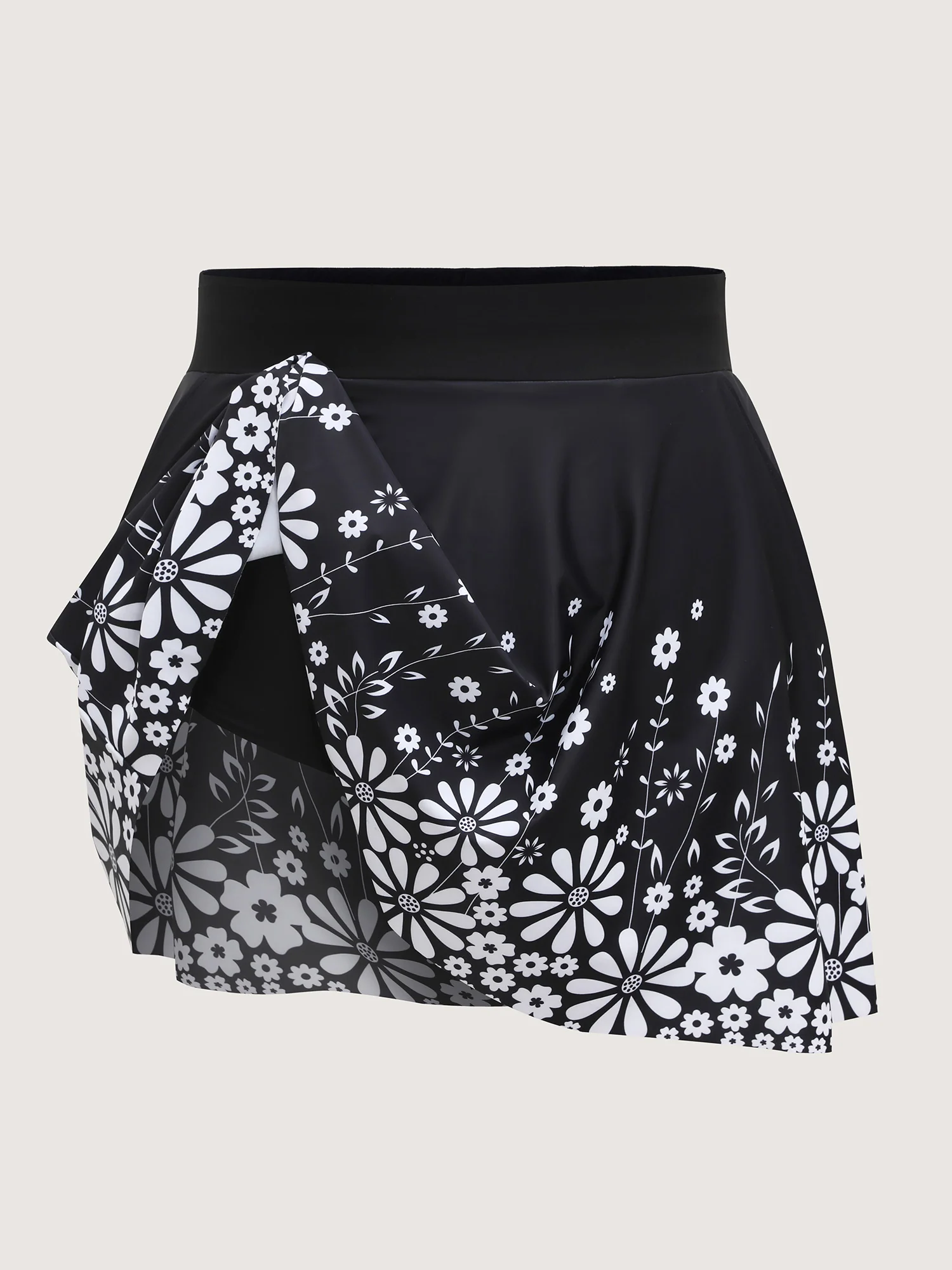 Floral Hem Pockets Pleated Swim Bottoms - Image 8