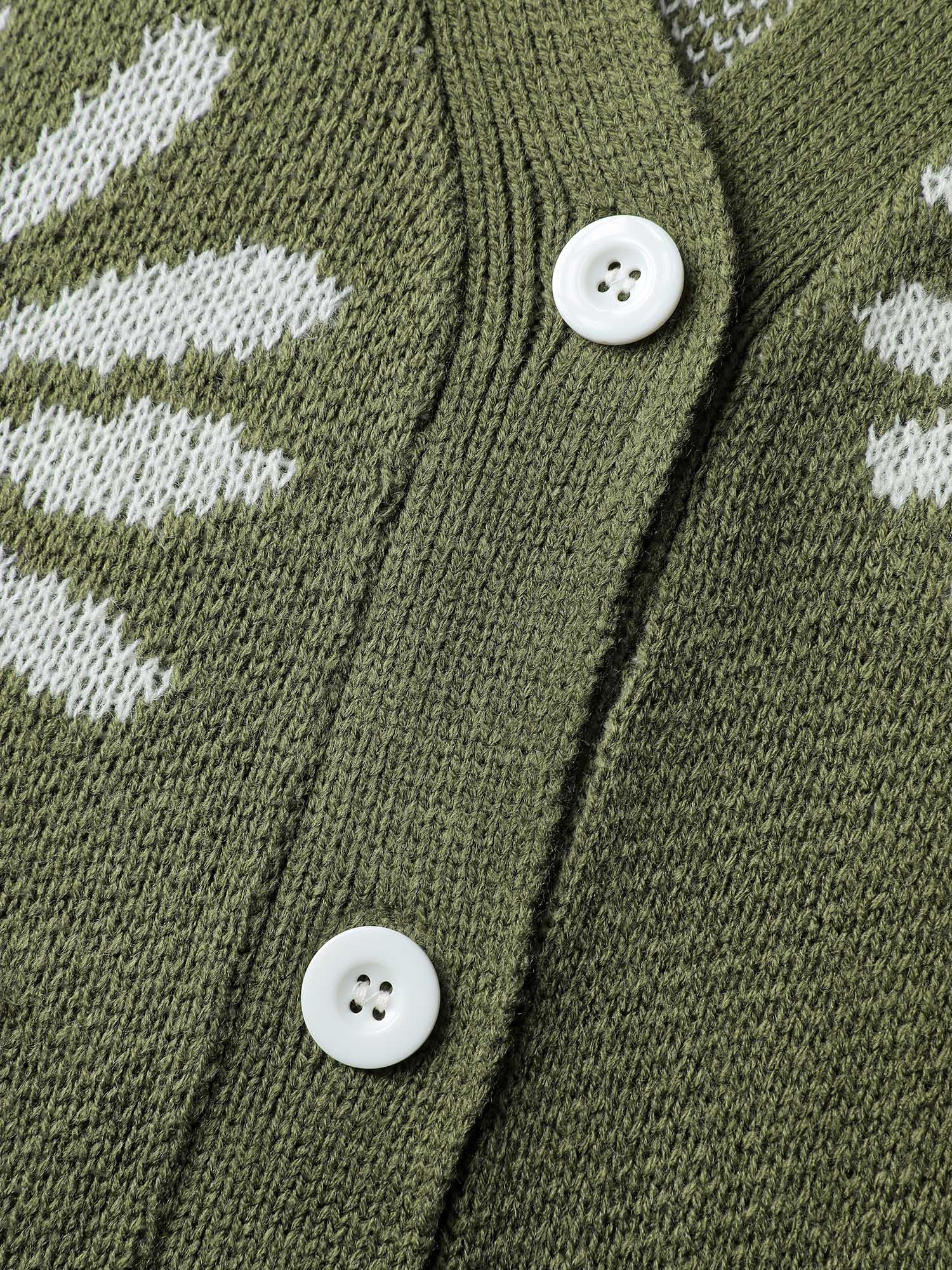 Floral Jacquard Button Pockets Knit Cardigan - Image 6