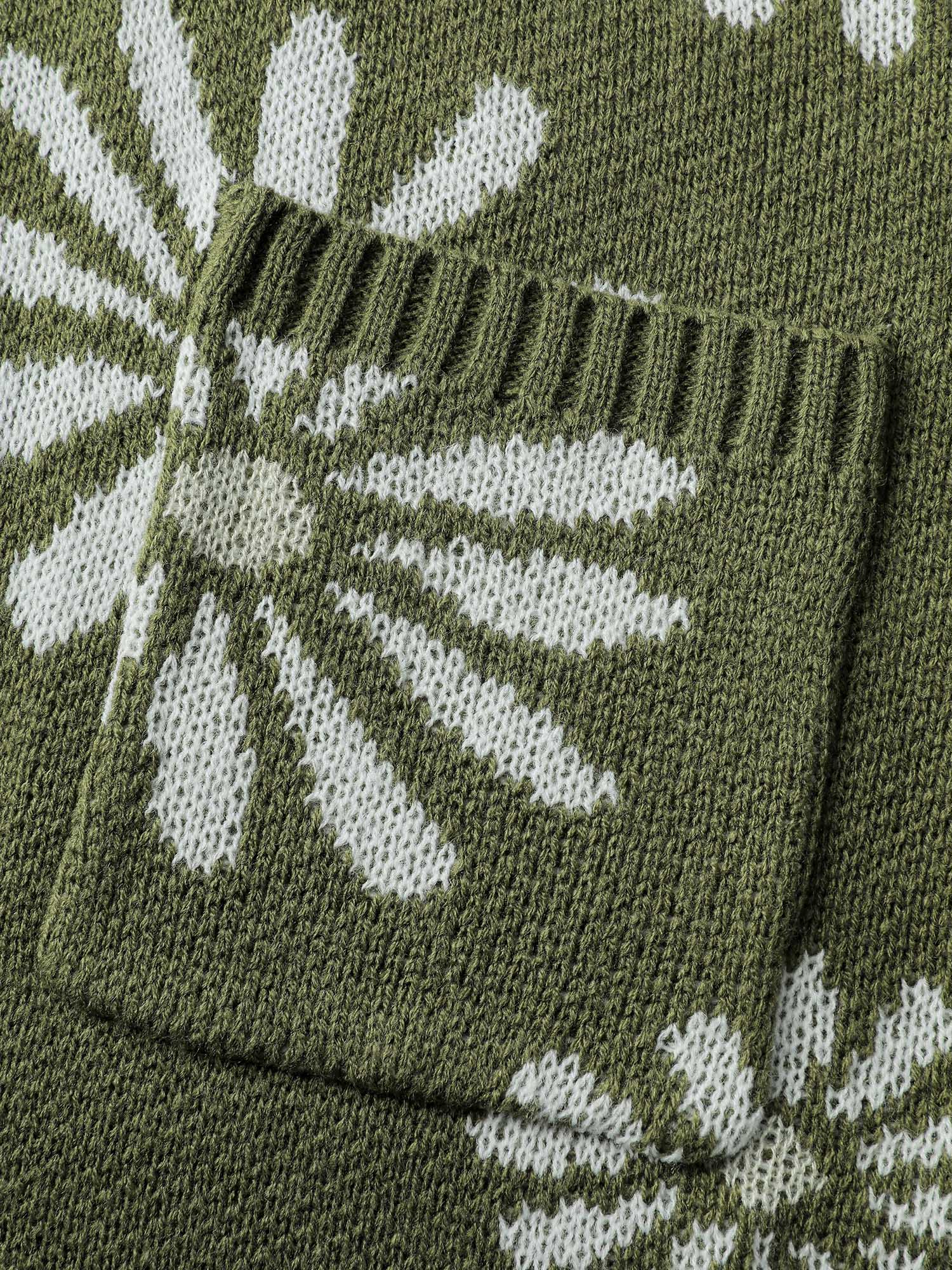 Floral Jacquard Button Pockets Knit Cardigan - Image 7