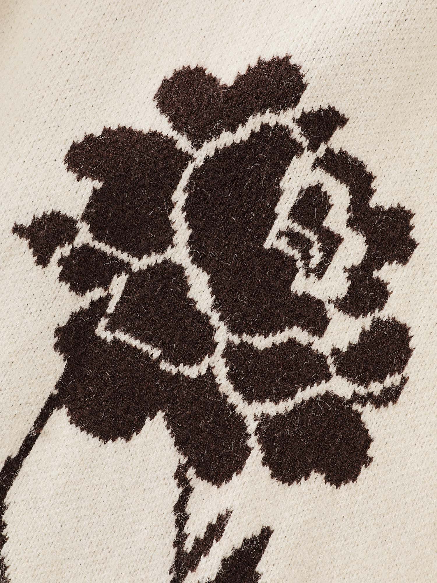 Floral Jacquard Hooded Contrast Knit Cardigan - Image 5