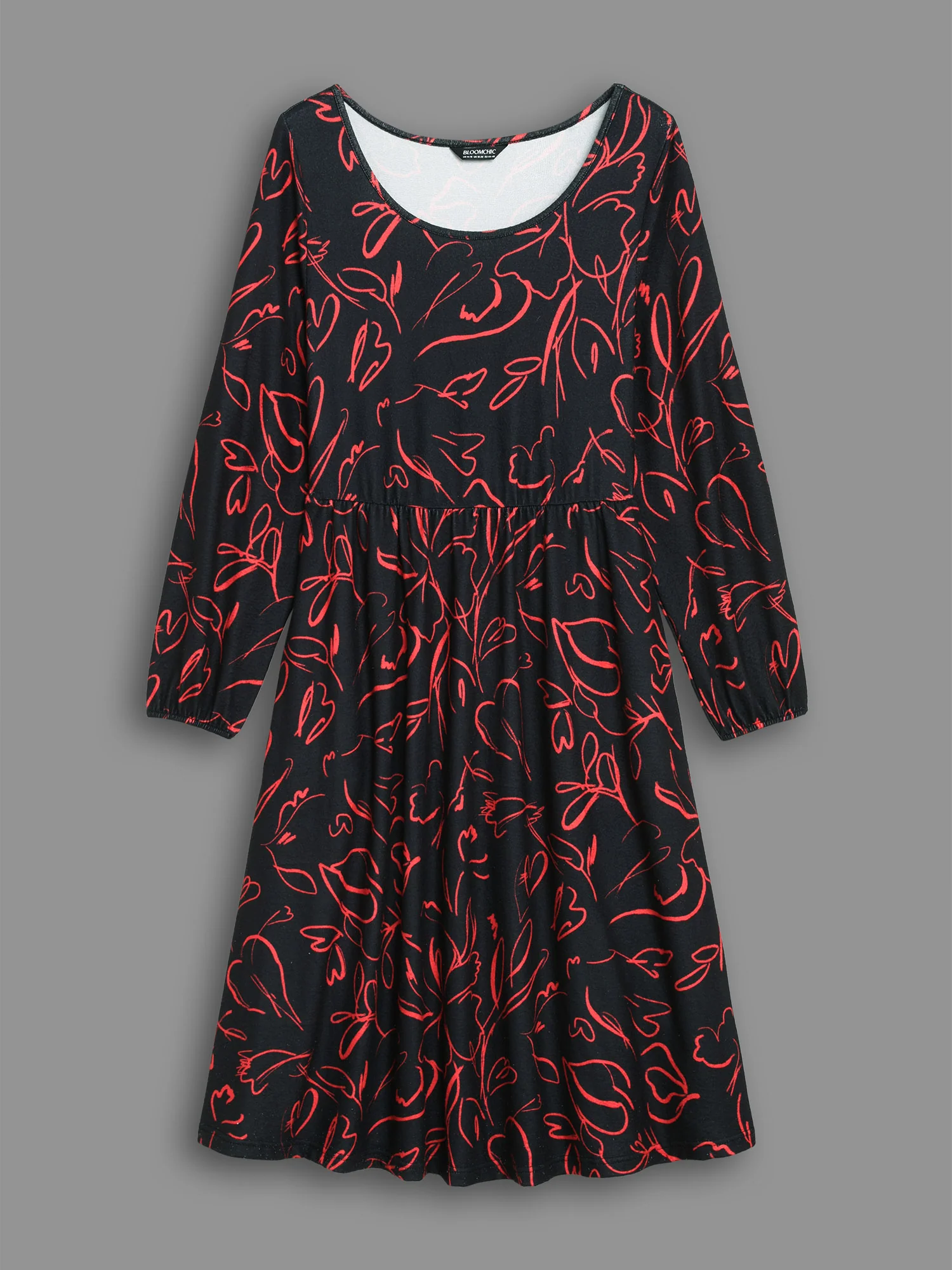 Floral Knit Round Neck Midi Dress - Image 6