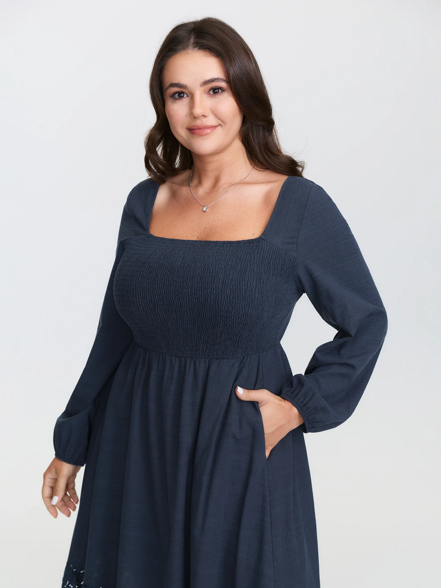 Floral Lace Cut-Out Shirred Midi Dress - Image 2
