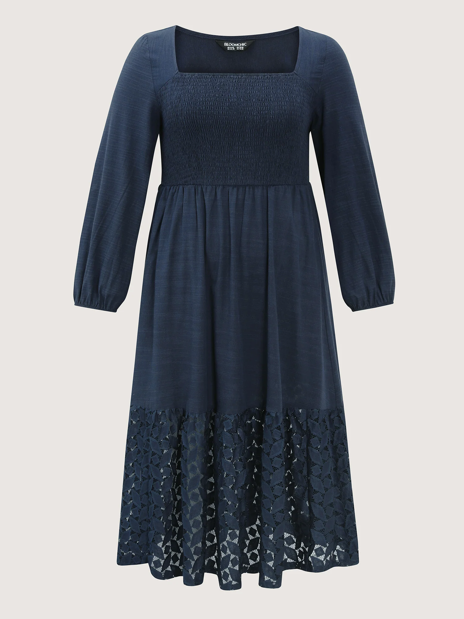 Floral Lace Cut-Out Shirred Midi Dress - Image 7