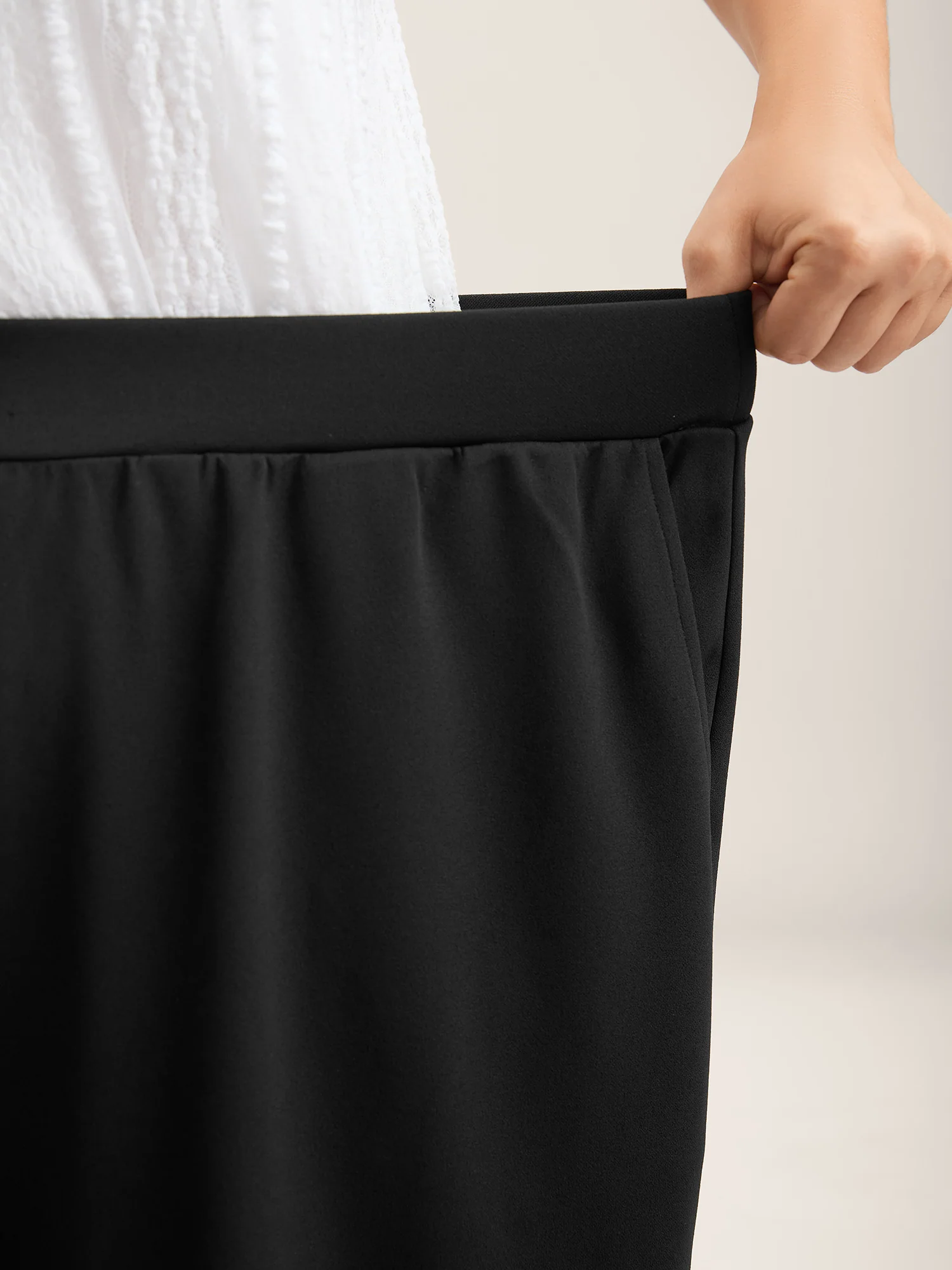 Floral Lace Hem Wide-Leg Pants - Image 3